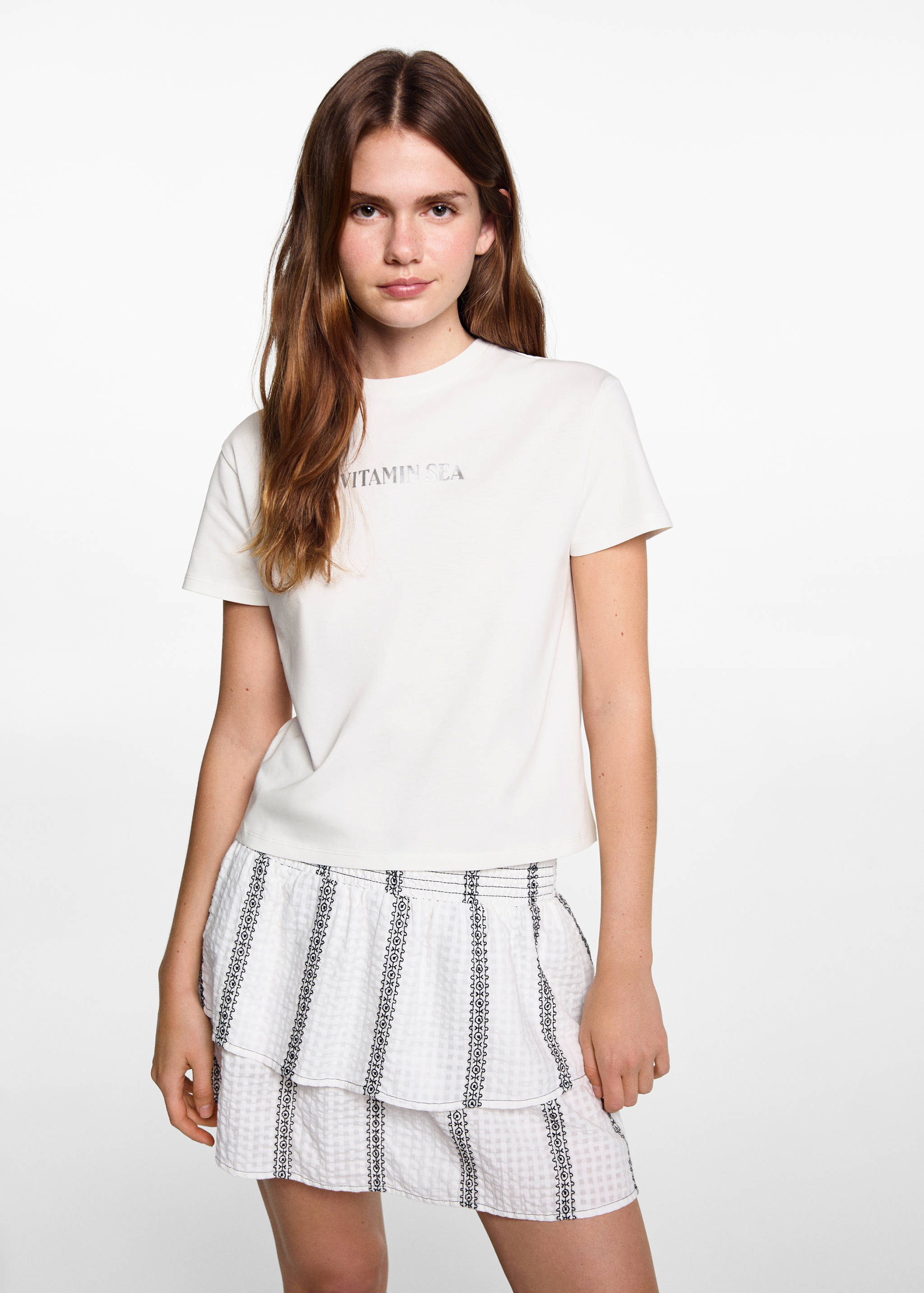 Printed cotton-blend T-shirt - Medium plane