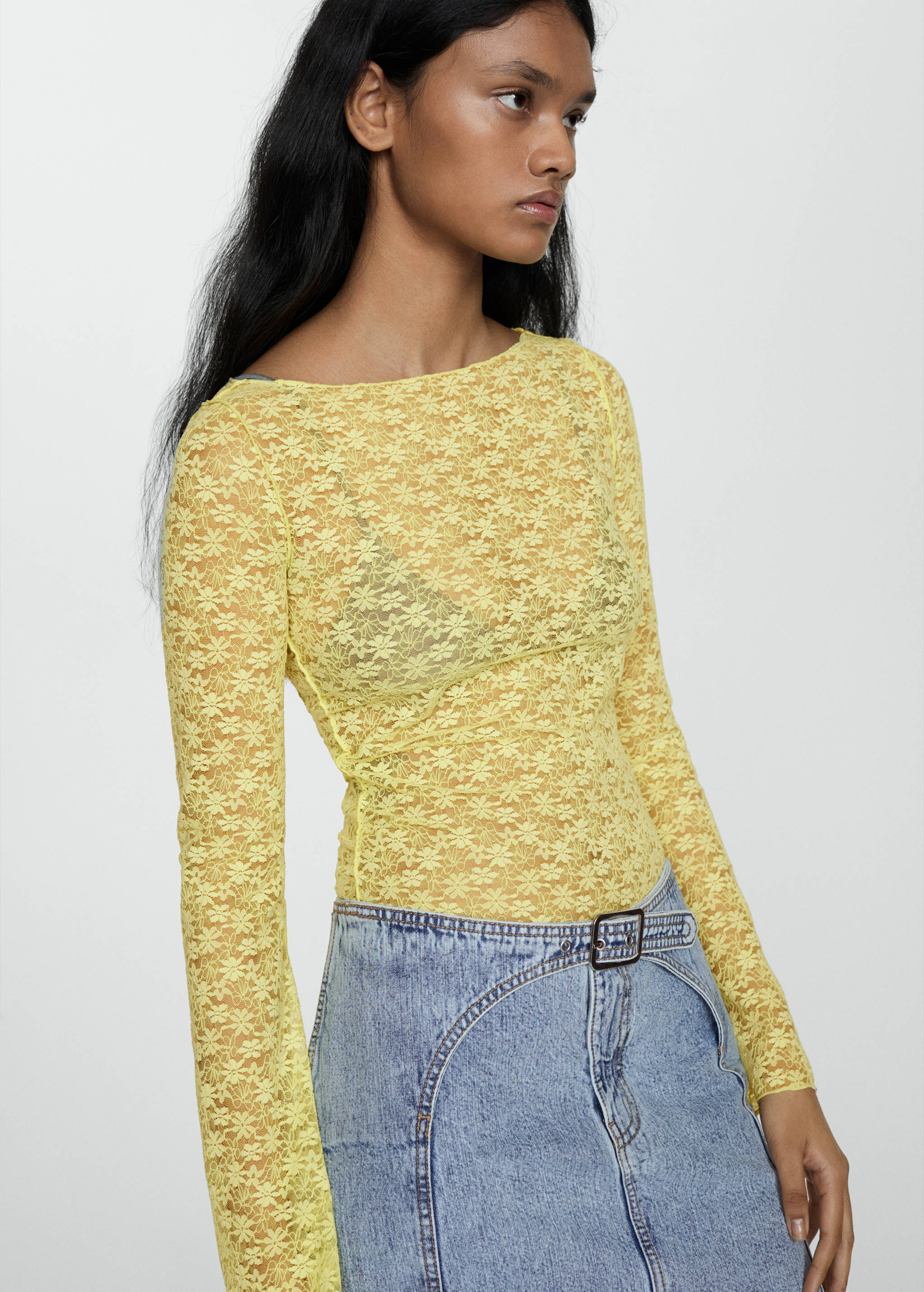 Floral lace T-shirt - Medium plane