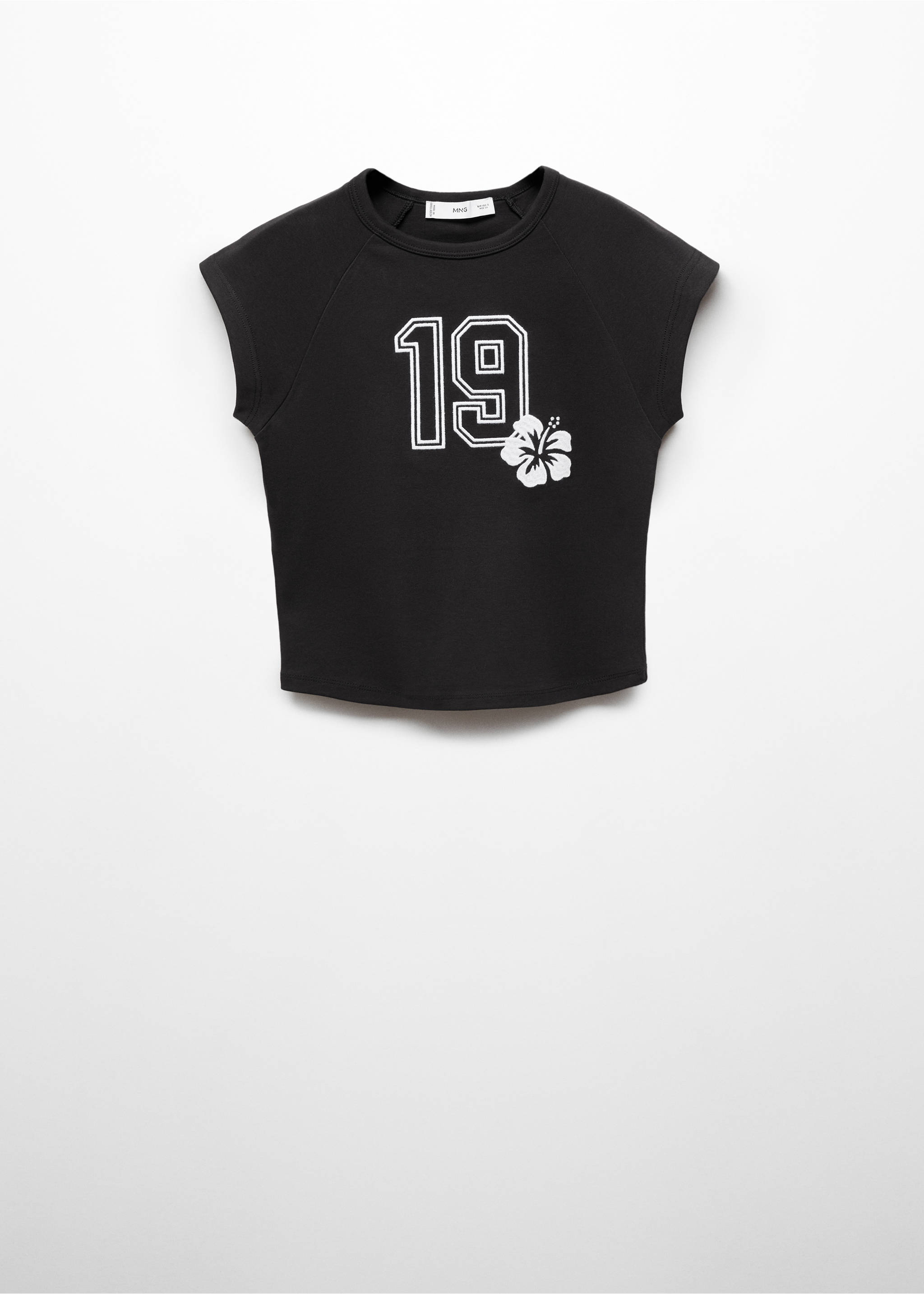 Camiseta crop estampada - Artículo sin modelo, Negro. Ref: 67007940-00.