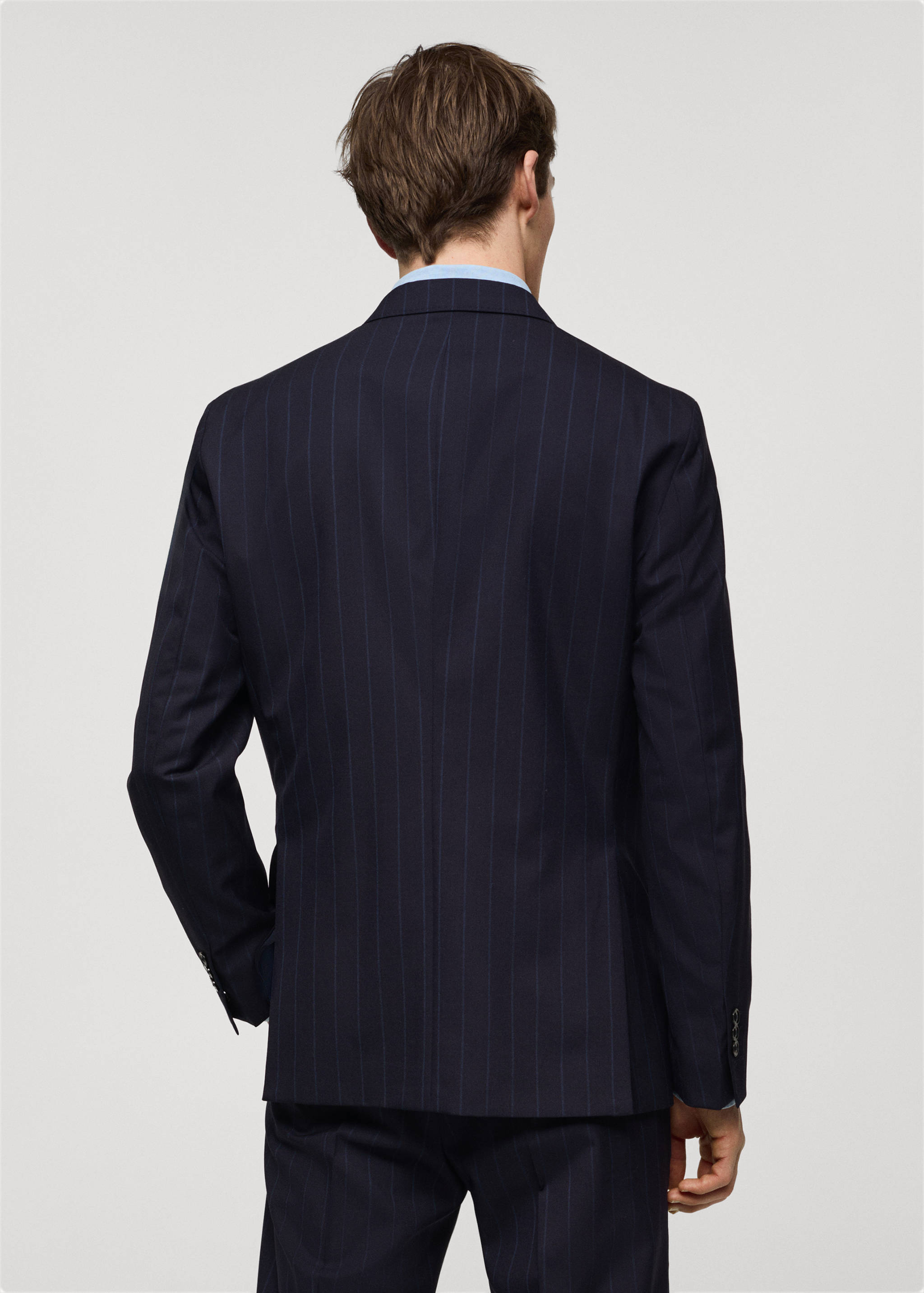 Wool pinstripe double-breasted suit jacket - Reverse of the article