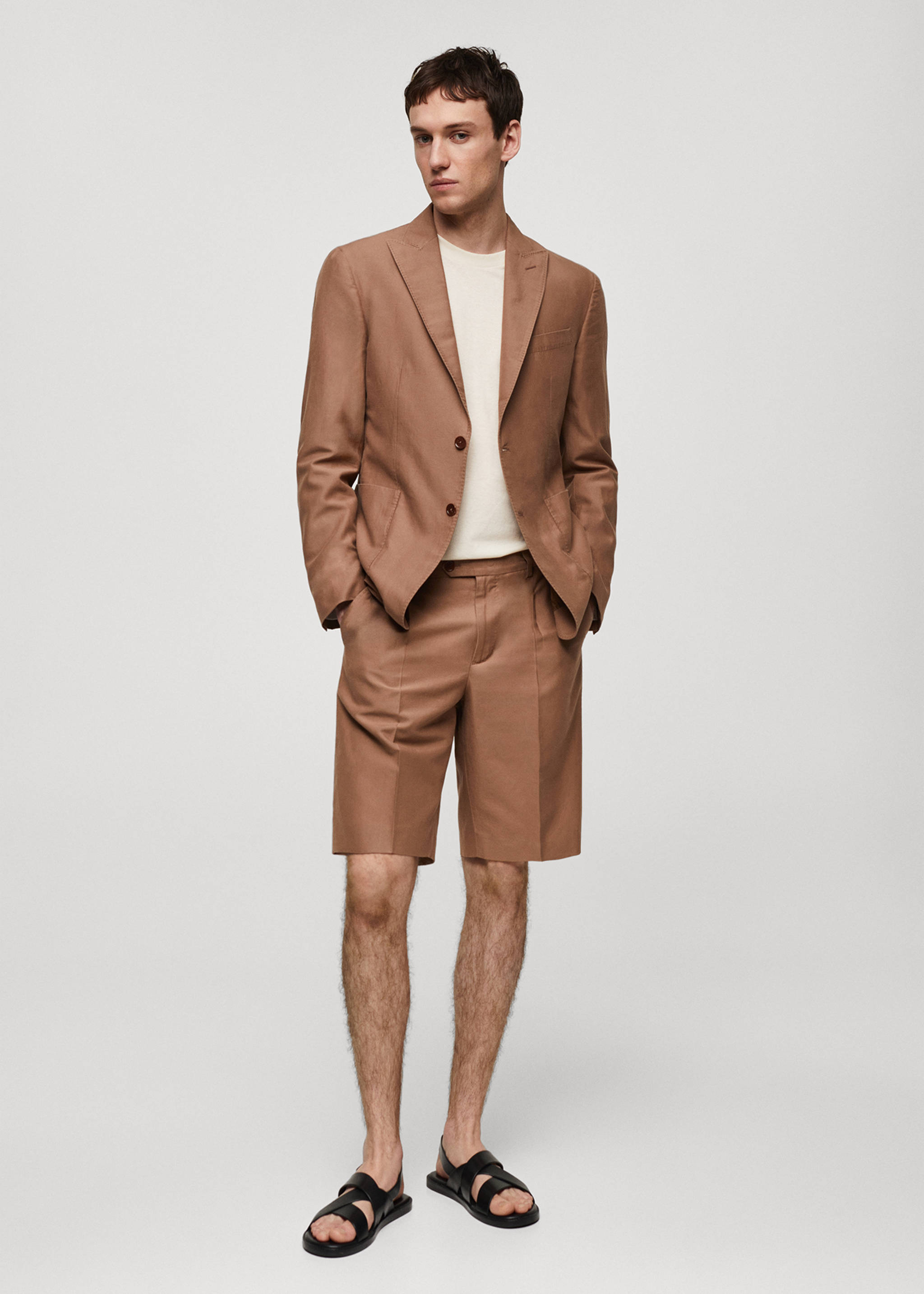 Americana traje slim fit algodón lino - Plano general