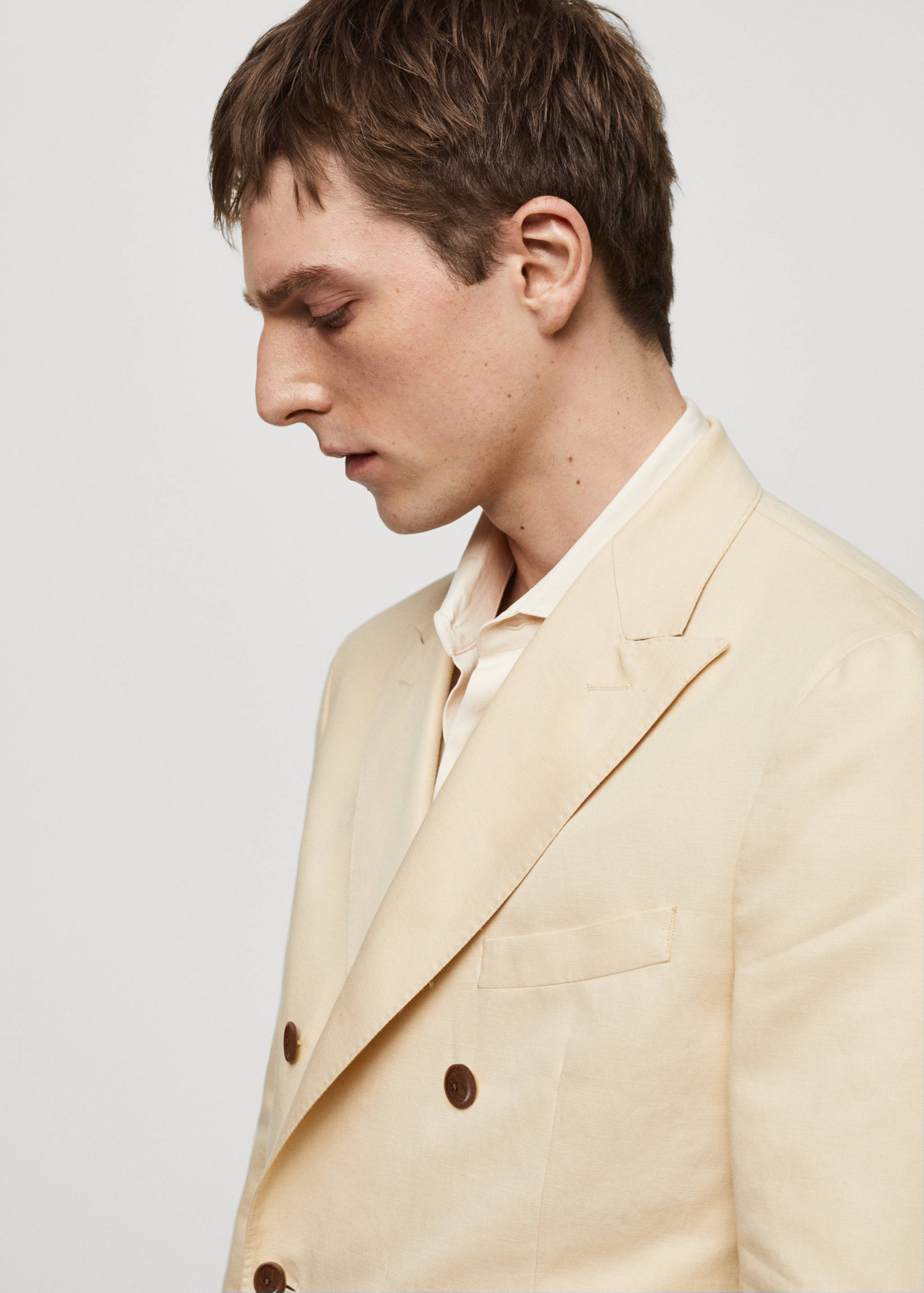 Cotton-linen double-breasted suit jacket - Details of the article 1
