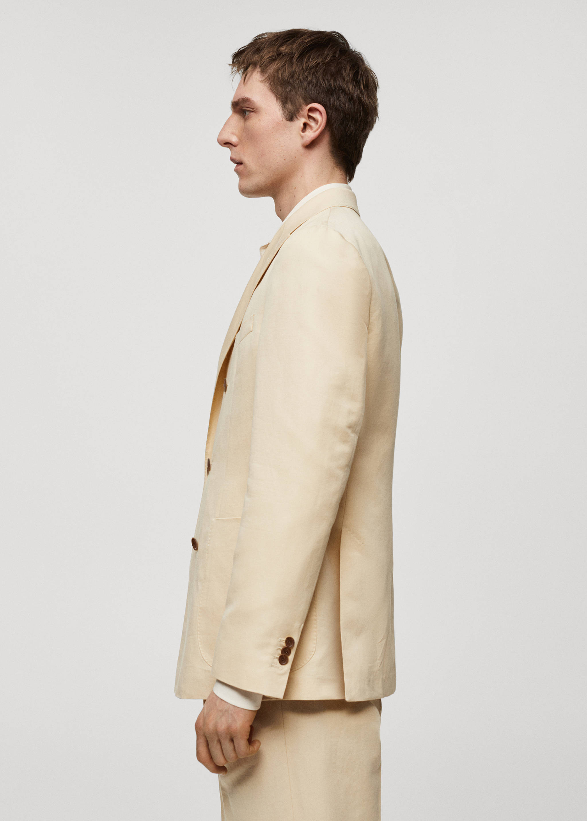 Cotton-linen double-breasted suit jacket - Details of the article 2