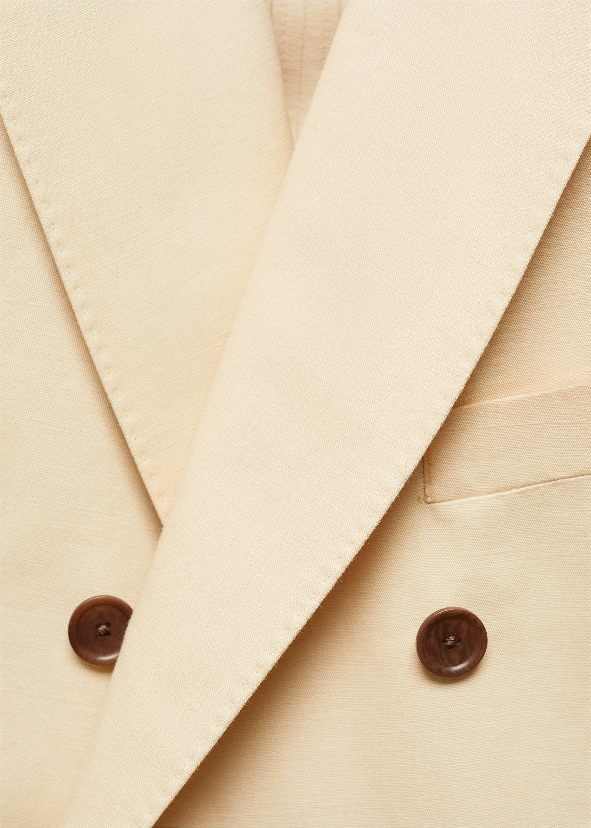 Americana traje cruzada algodón lino - Detalle del artículo 8, Amarillo pastel. Ref: 67008272-00.