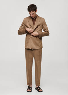 Virgin wool double-breasted suit jacket — Brown 2