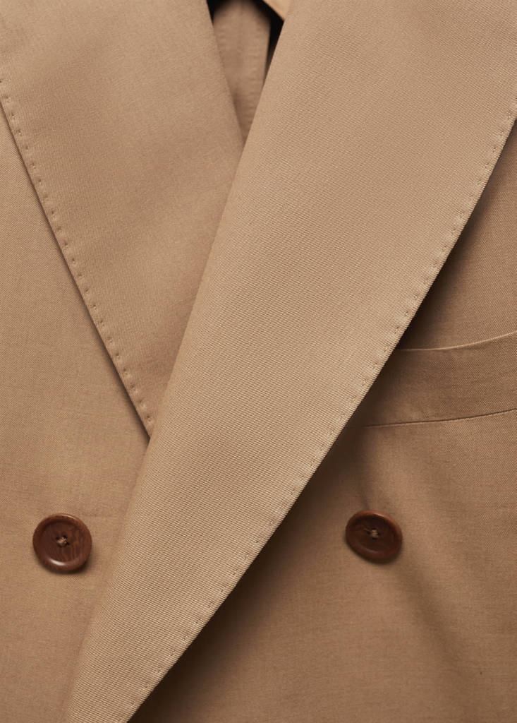 Virgin wool double-breasted suit jacket — Brown