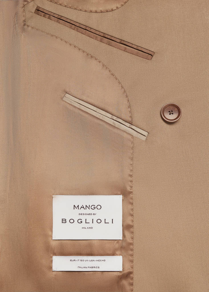 Virgin wool double-breasted suit jacket — Brown