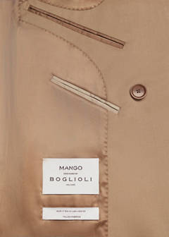 Virgin wool double-breasted suit jacket — Brown 9
