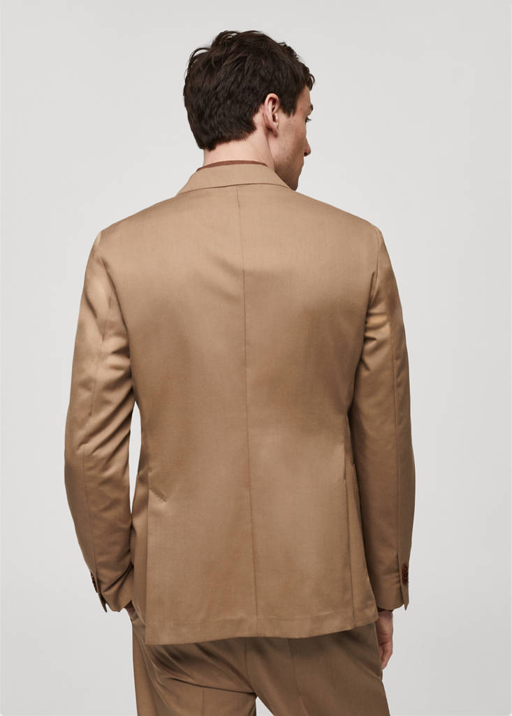 Virgin wool double-breasted suit jacket — Brown