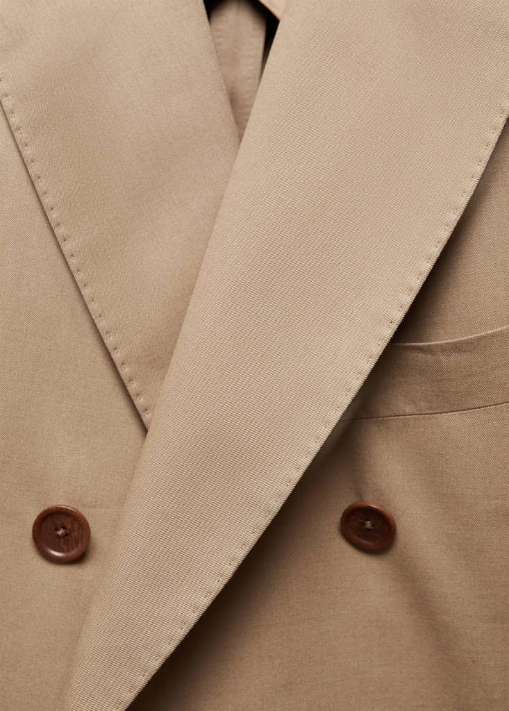 Virgin wool double-breasted suit jacket — Brown