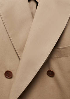 Virgin wool double-breasted suit jacket — Brown 17