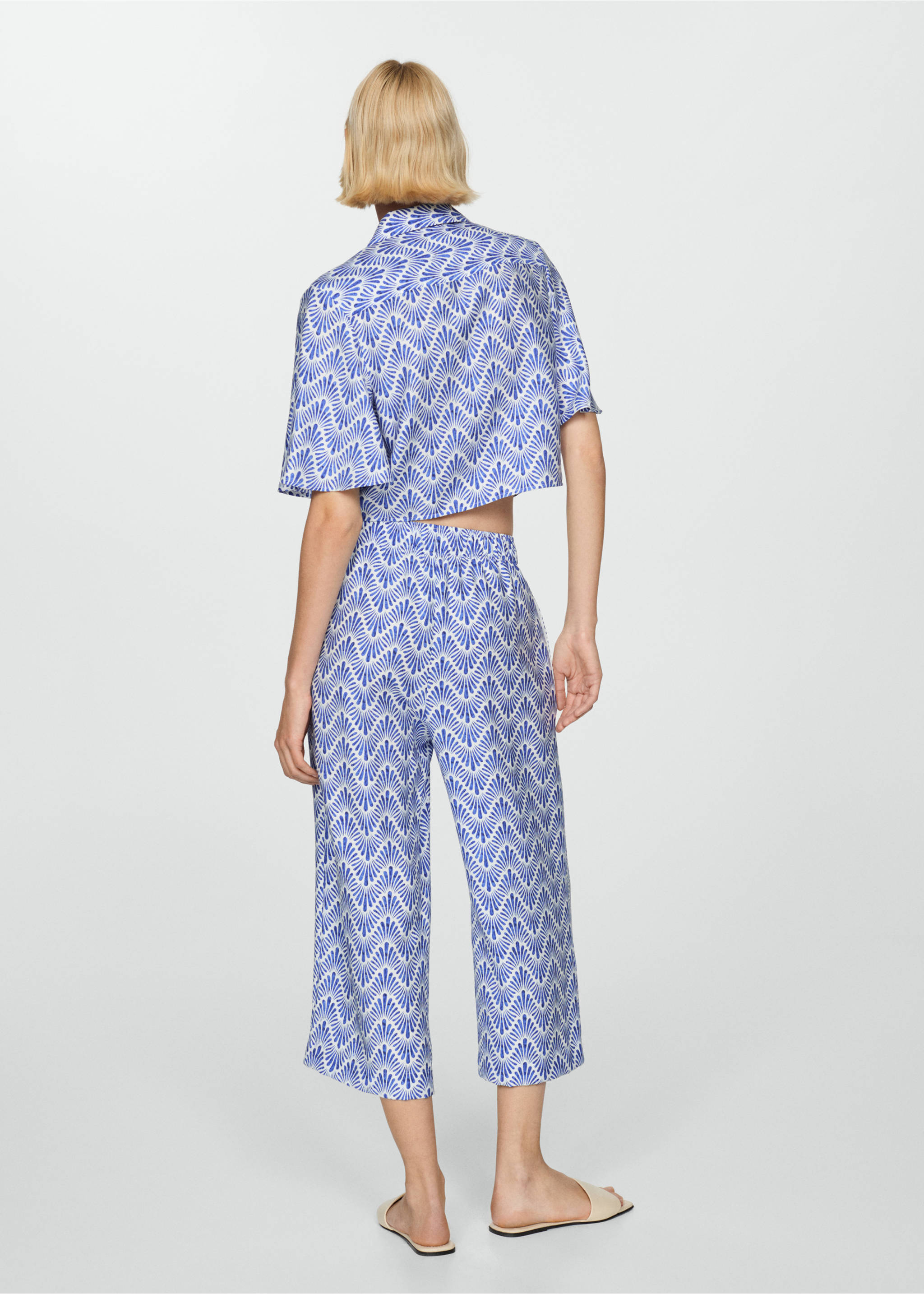 Chemise imprimée à nœud - Verso de l’article, Bleu. Ref: 67008645-00.