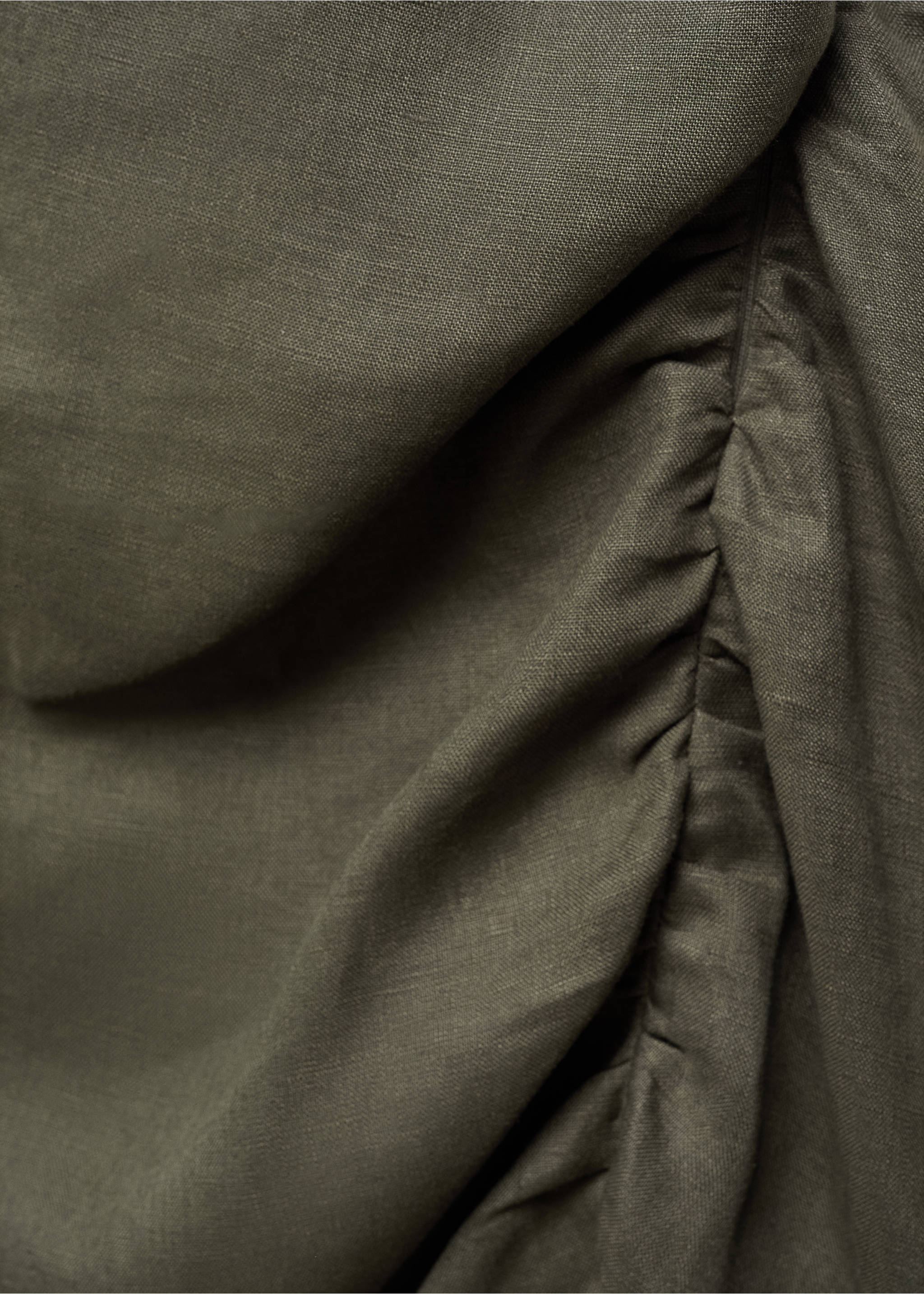 Draped detail slit dress - Details of the article 8, Dark Green. Ref: 67008652-00.