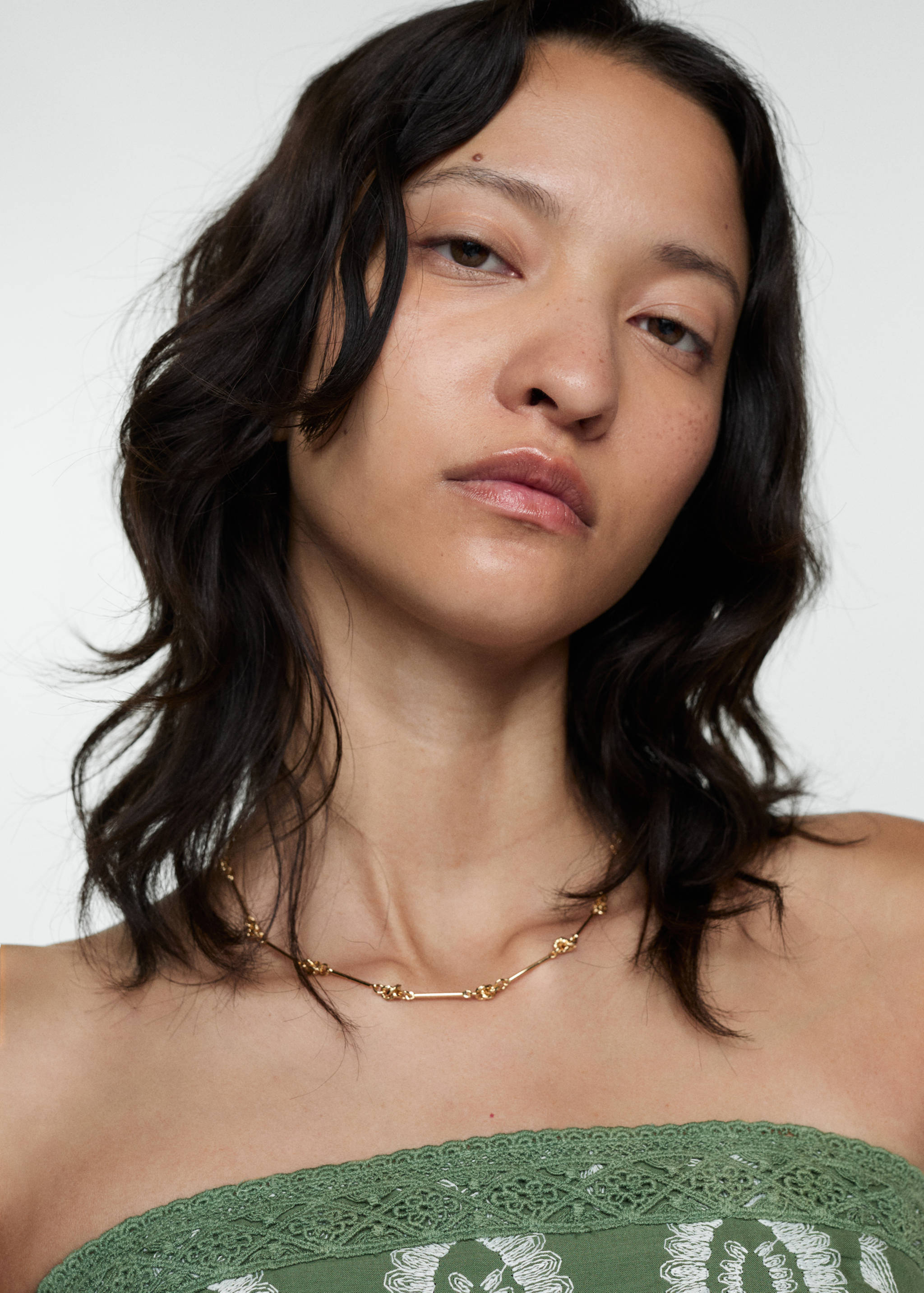 Strapless embroidered dress - Details of the article 1