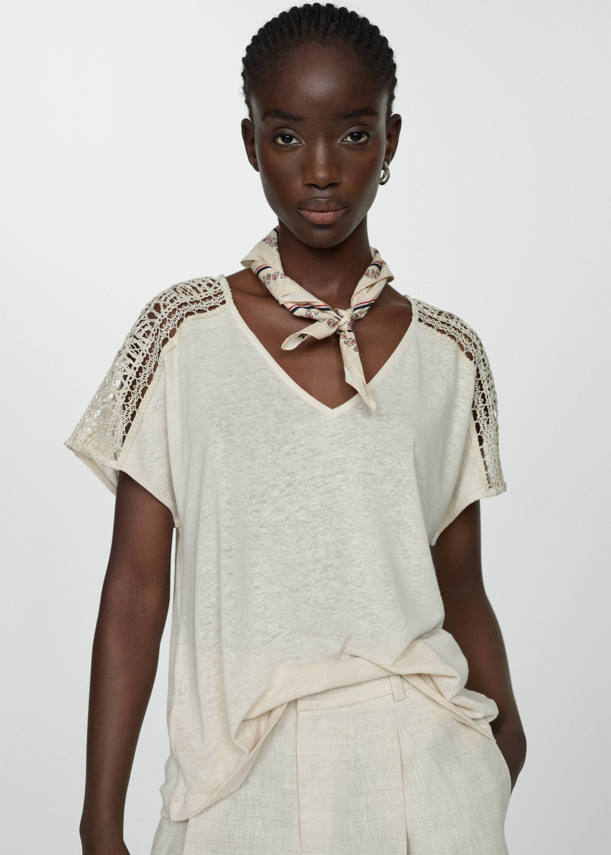 Openwork details T-shirt - Medium plane