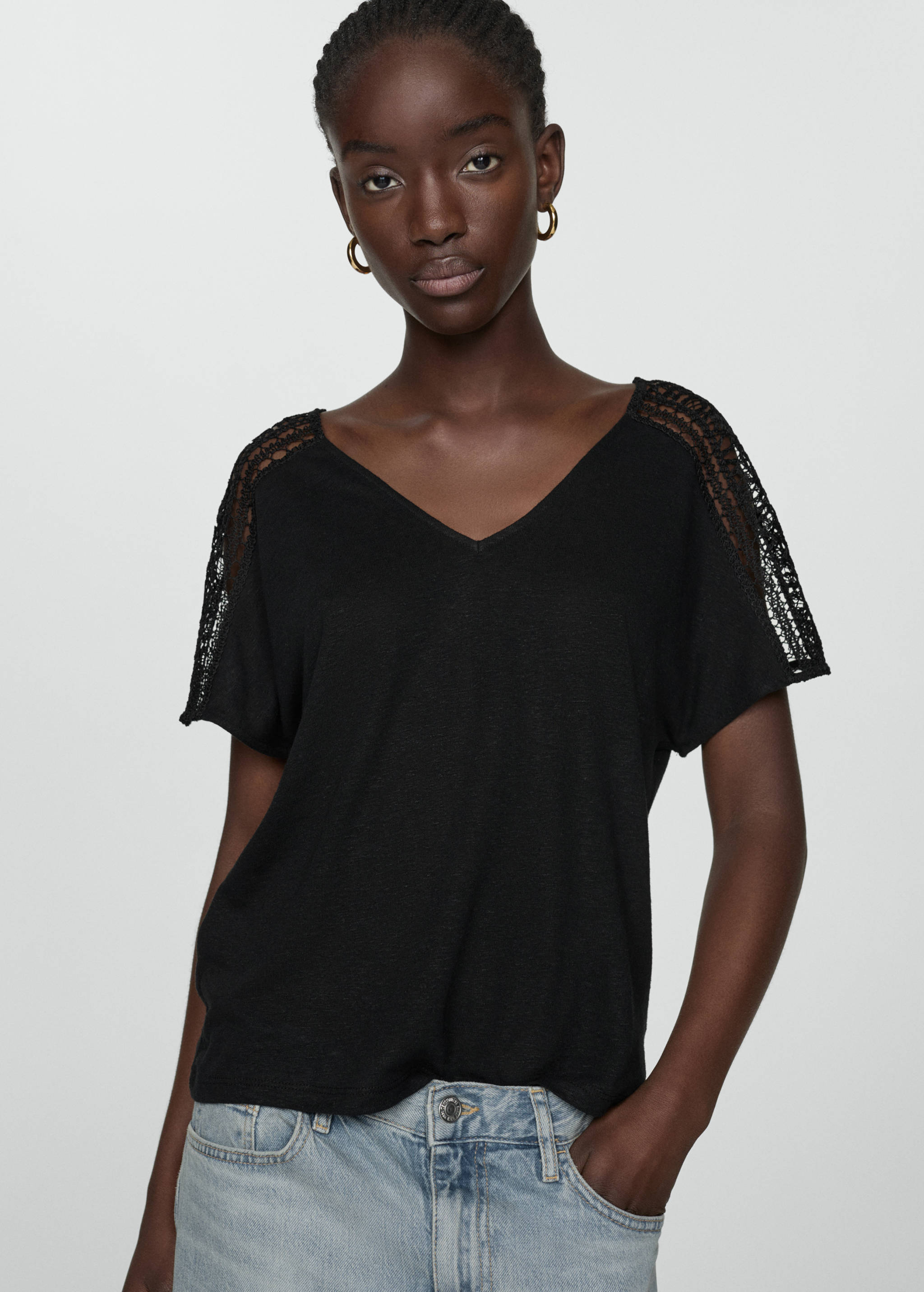 Openwork details T-shirt - Medium plane