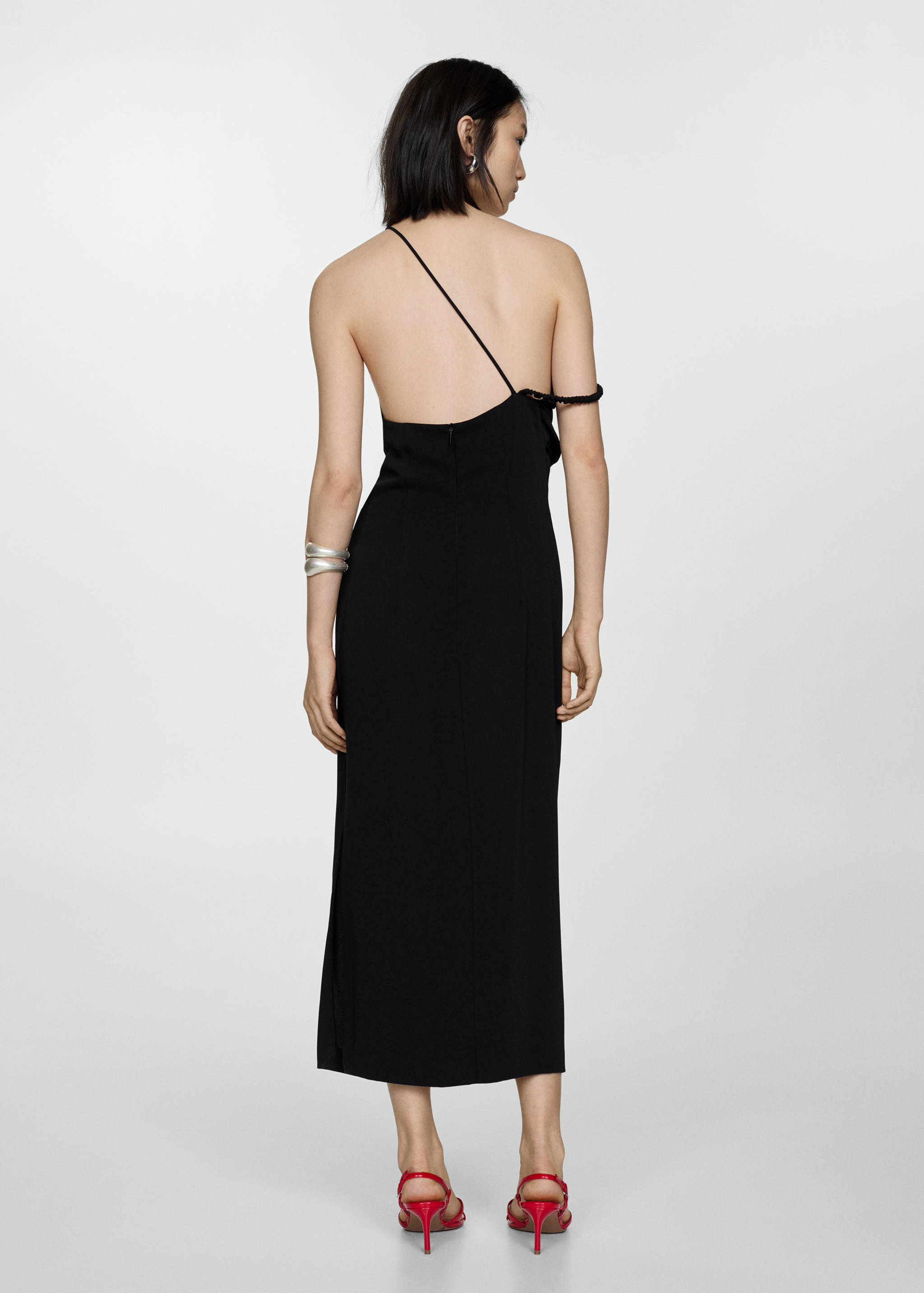 Asymmetric neckline dress - Reverse of the article