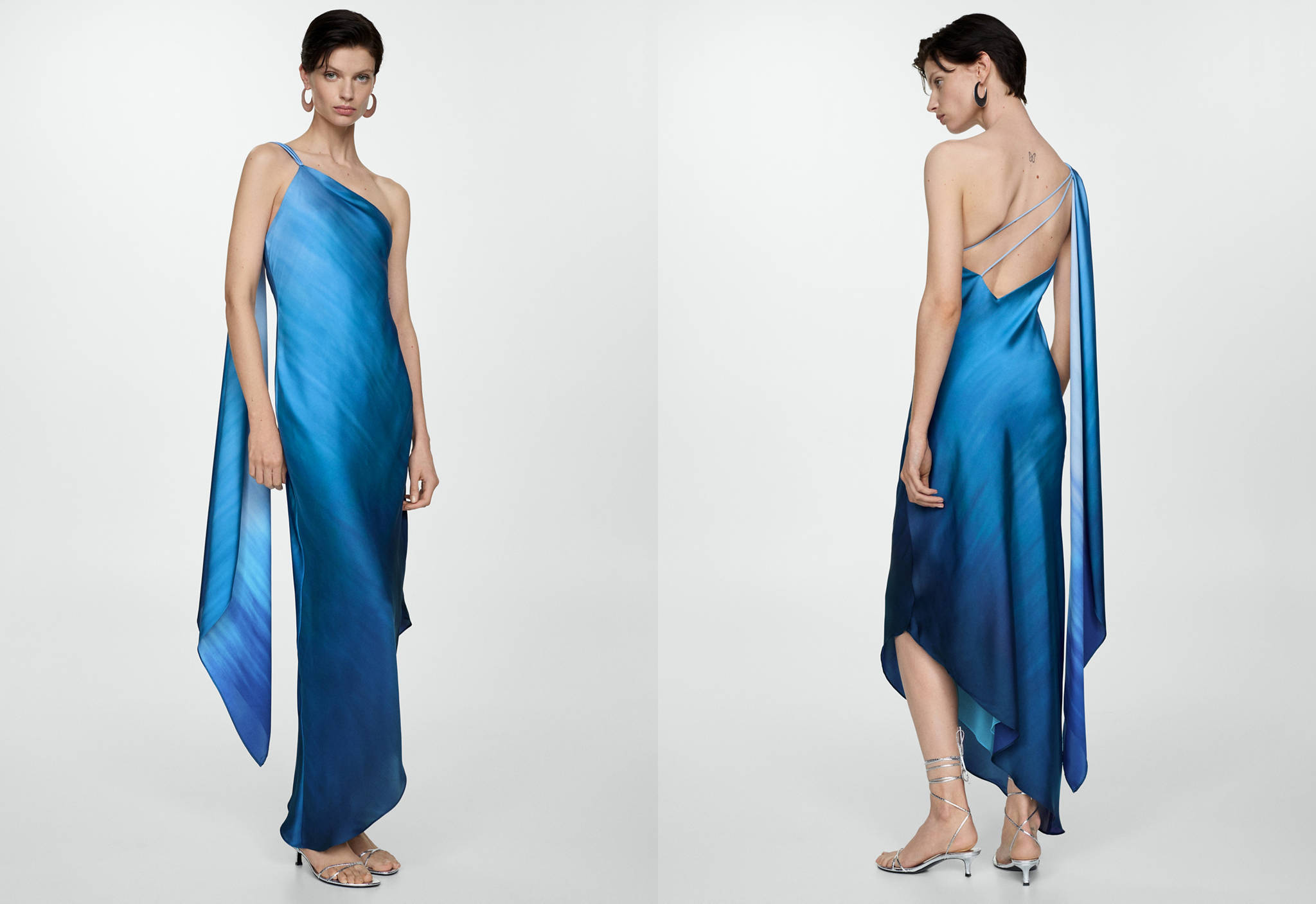 Asymmetrical dress with gradient print - Panoramic plane