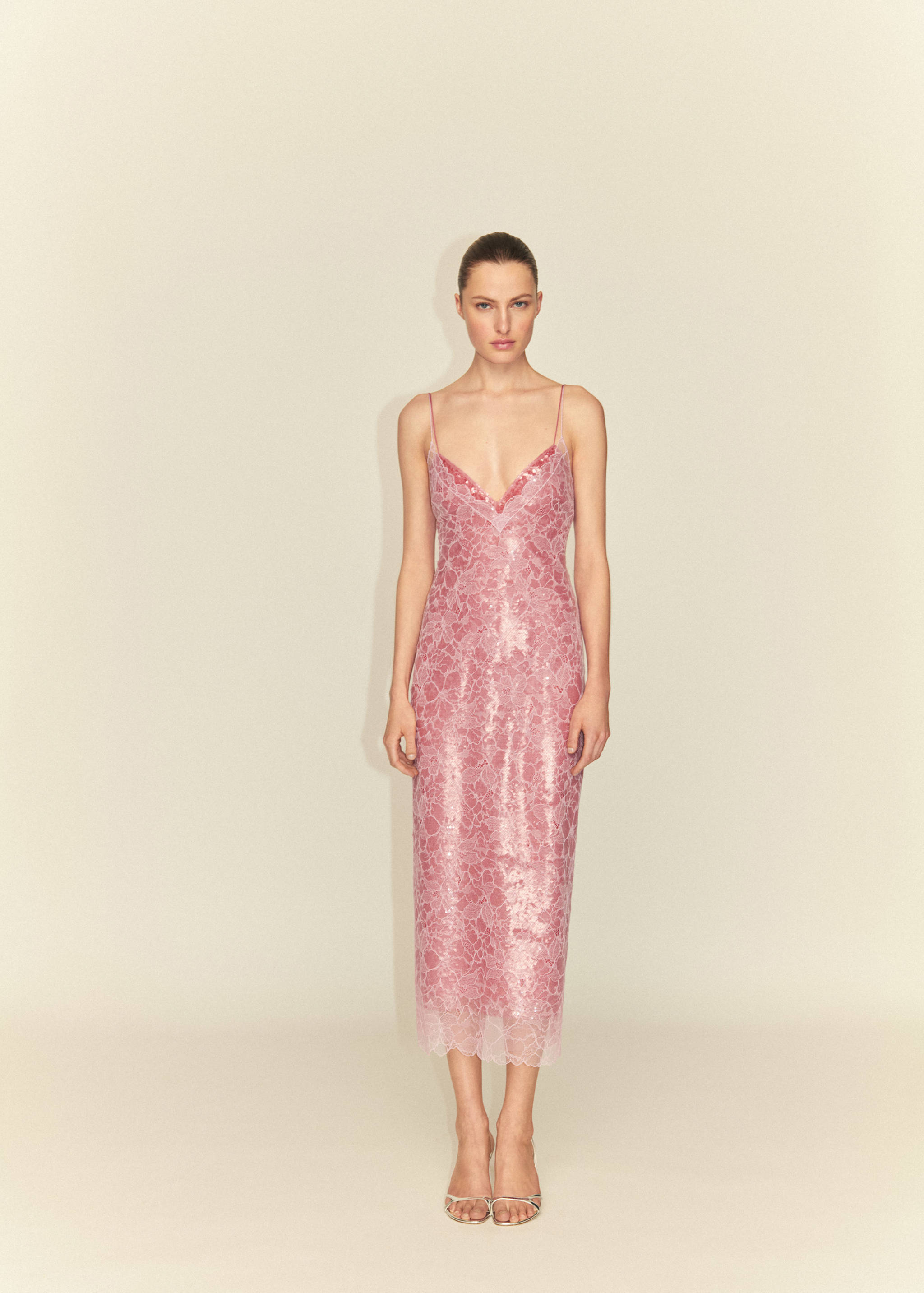 Sequin lace slip dress - General plane