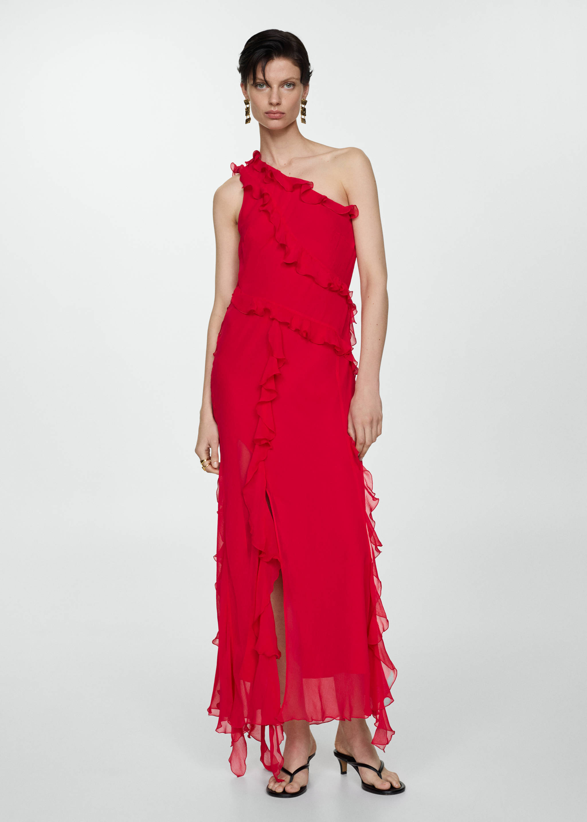 Asymmetric ruffled dress - General plane