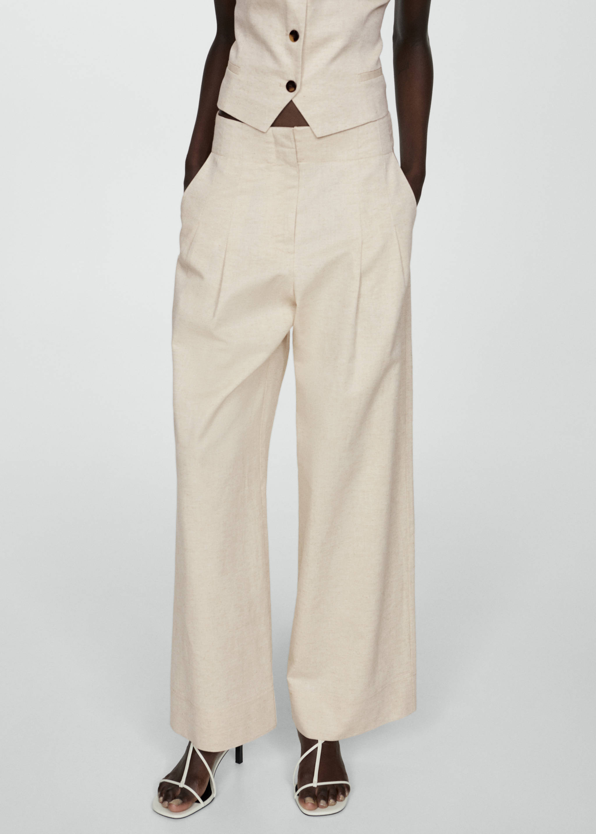Wide leg pleated trousers - Medium plane