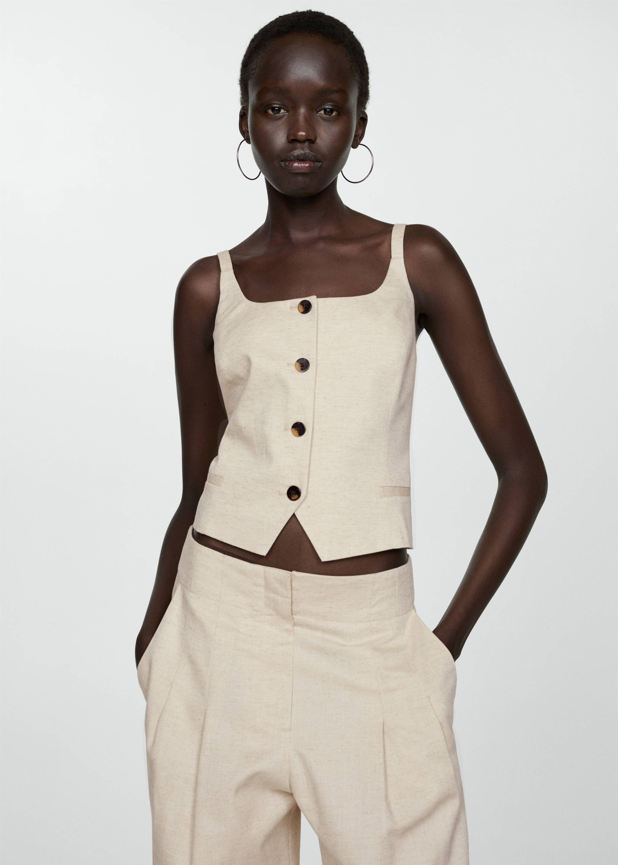 Wide leg pleated trousers - Details of the article 1