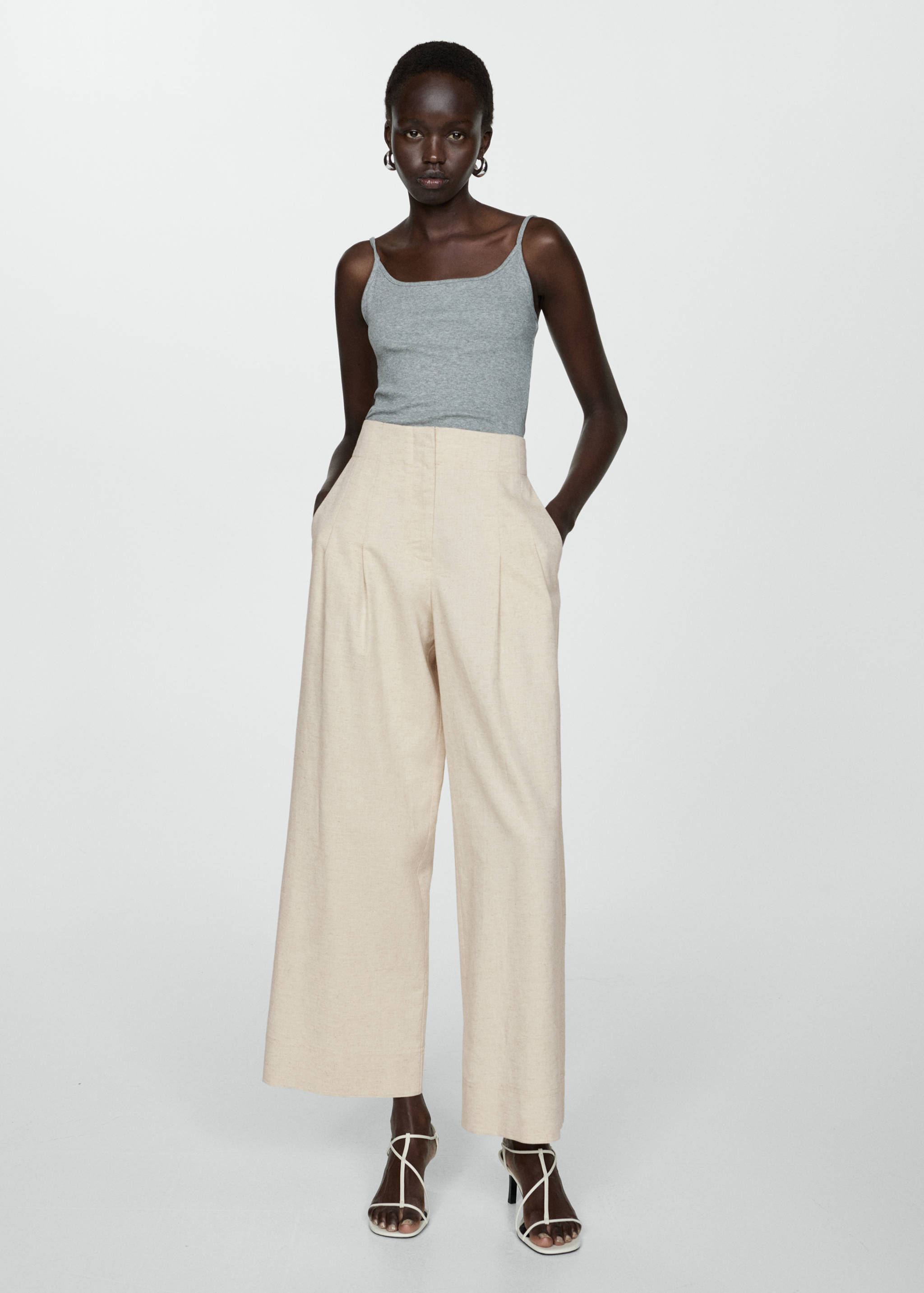 Wide leg pleated trousers - Details of the article 2