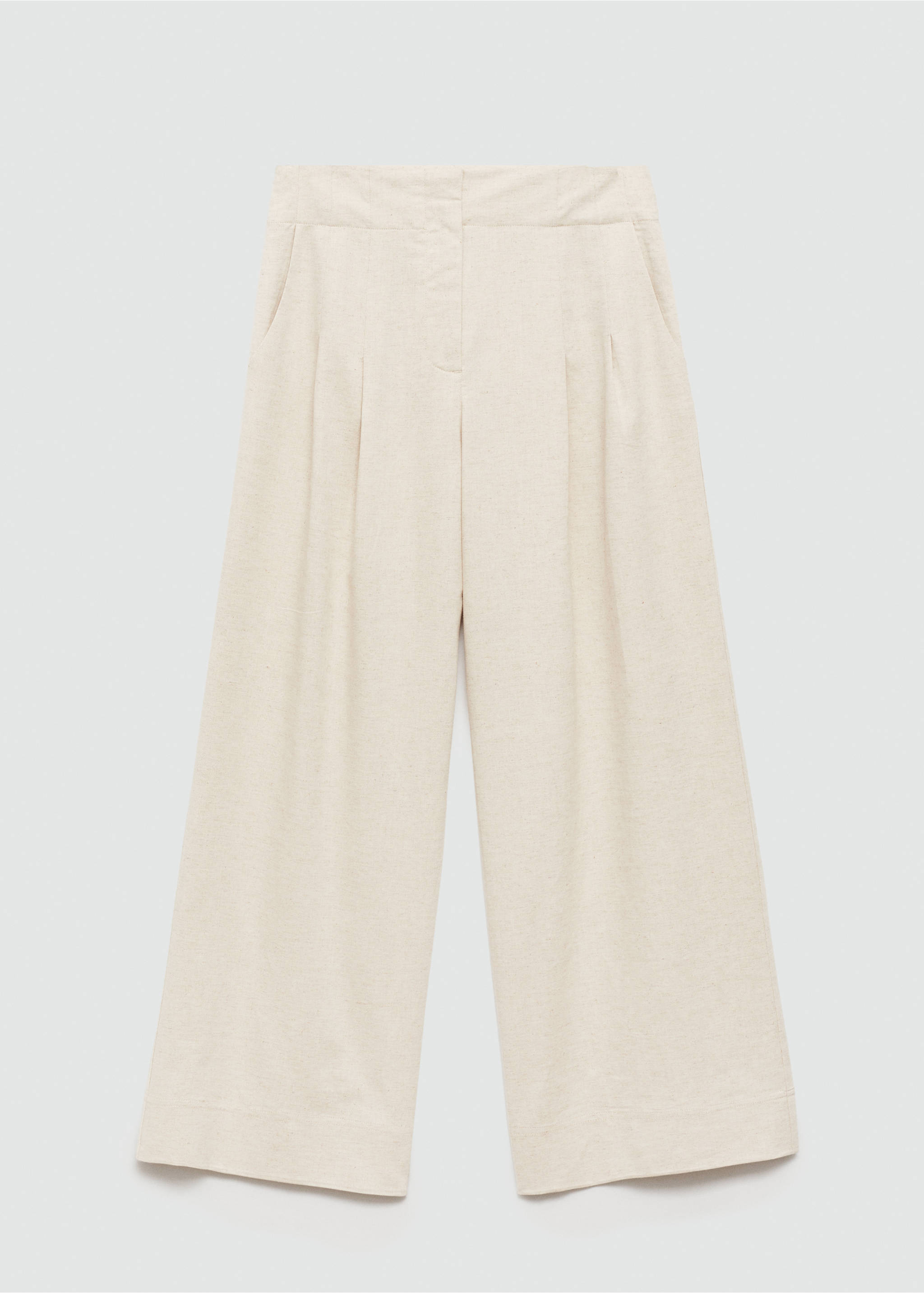 Wide leg pleated trousers - Article without model, Ecru. Ref: 67009406-00.
