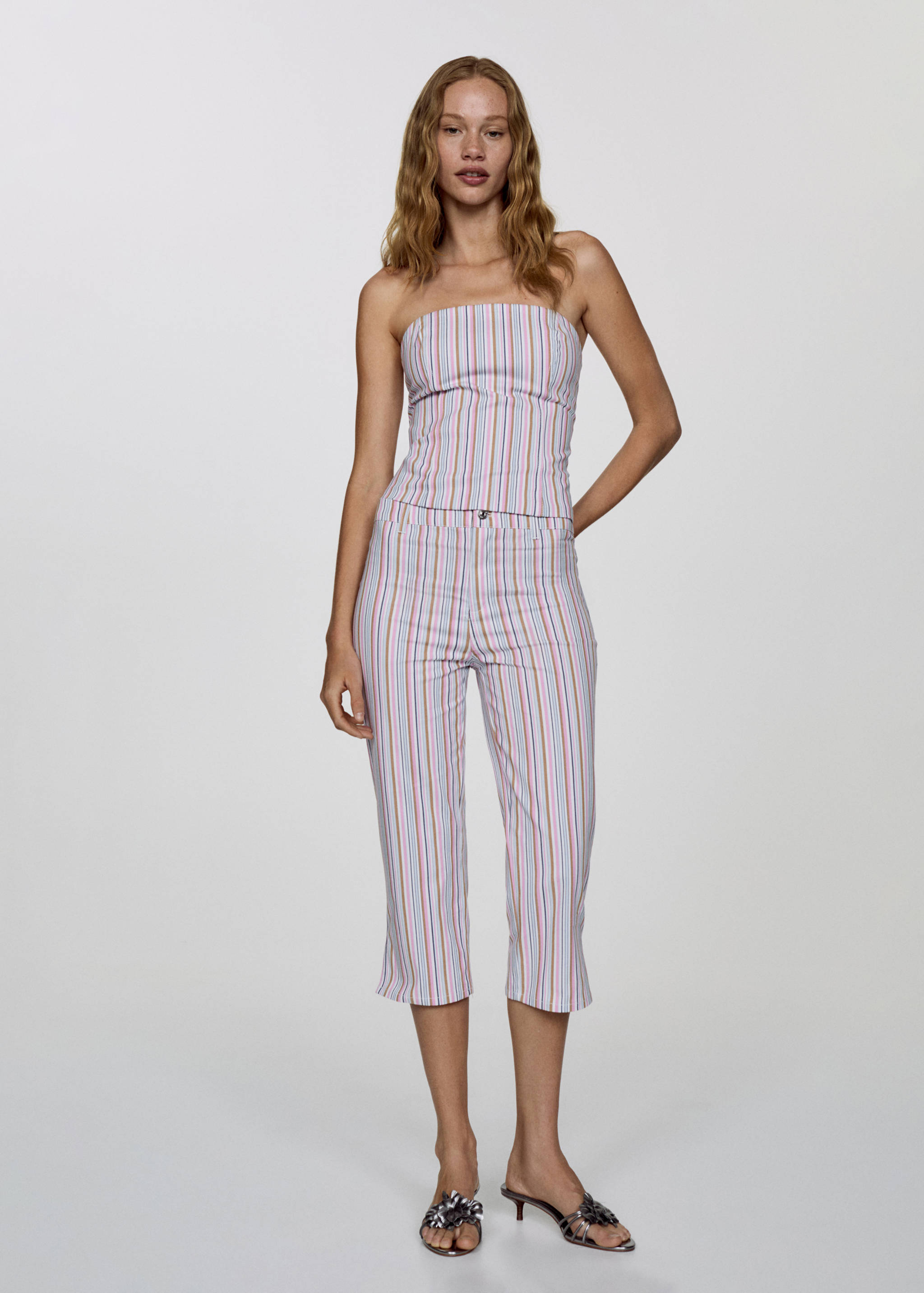 Striped denim top - General plane