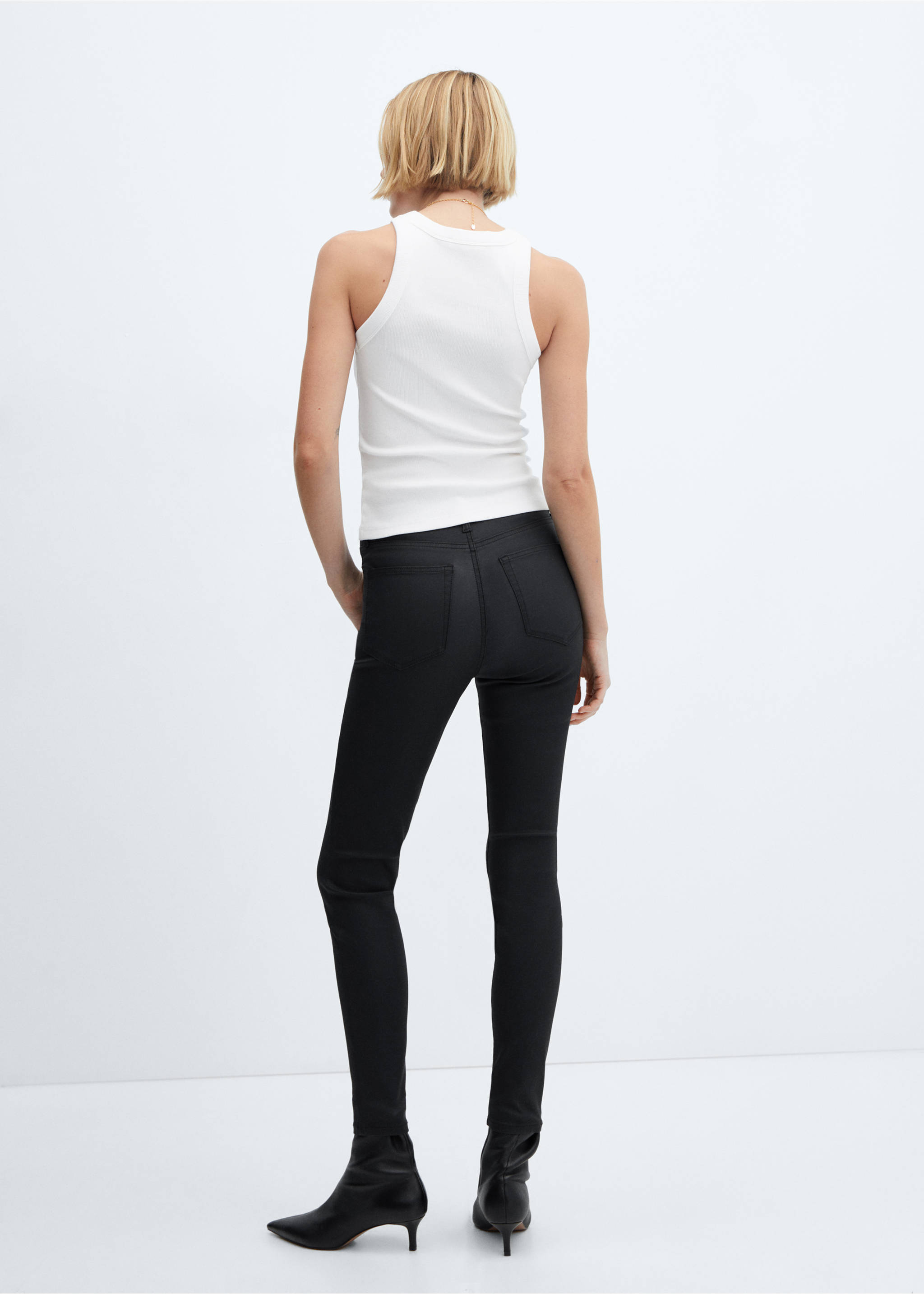 Jeans skinny tiro alto encerados - Reverso del artículo, Negro. Ref: 67010264-00.