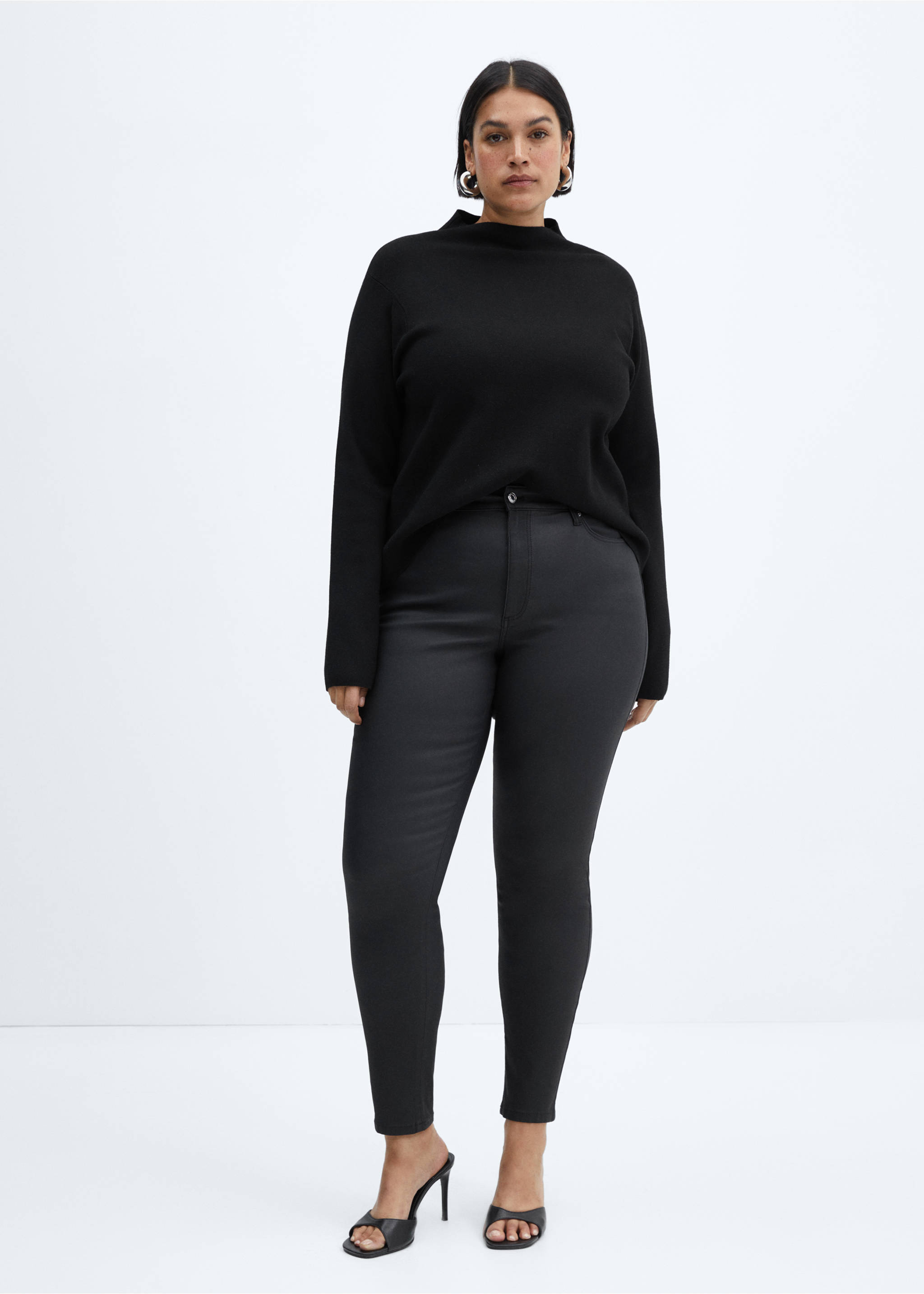 Jeans skinny tiro alto encerados - Detalle del artículo 3, Negro. Ref: 67010264-00.