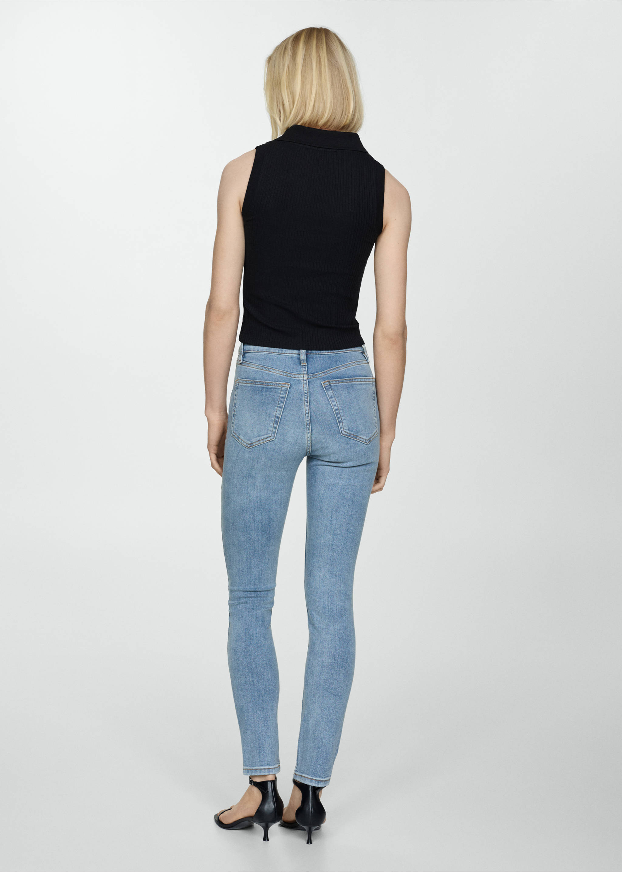 جينز بخصر عالي skinny - الجهة الخلفية للمنتج, أزرق متوسط. Ref: 67010288-00.