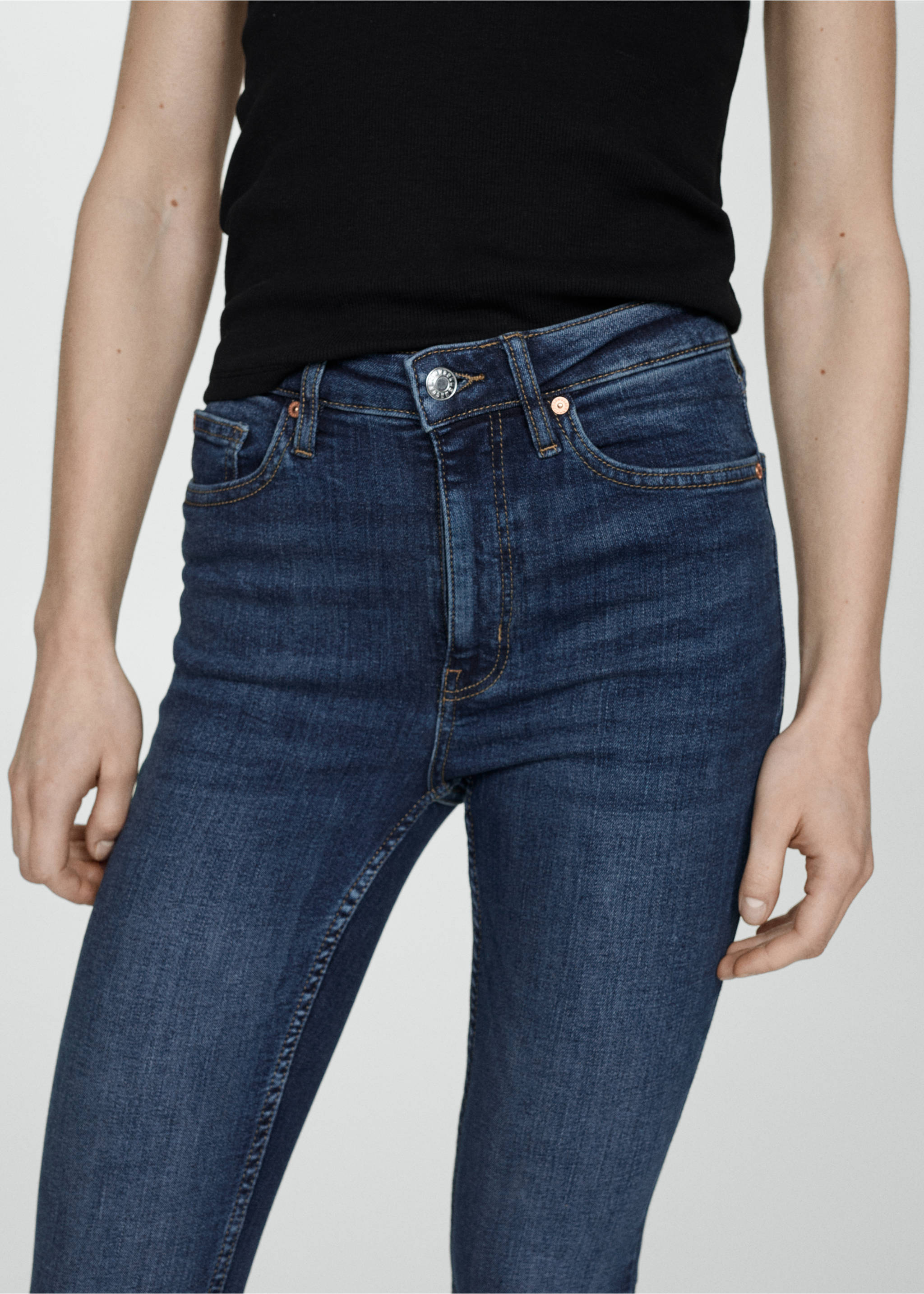 Jeans skinny tiro alto - Detalle del artículo 3, Azul oscuro. Ref: 67010290-00.