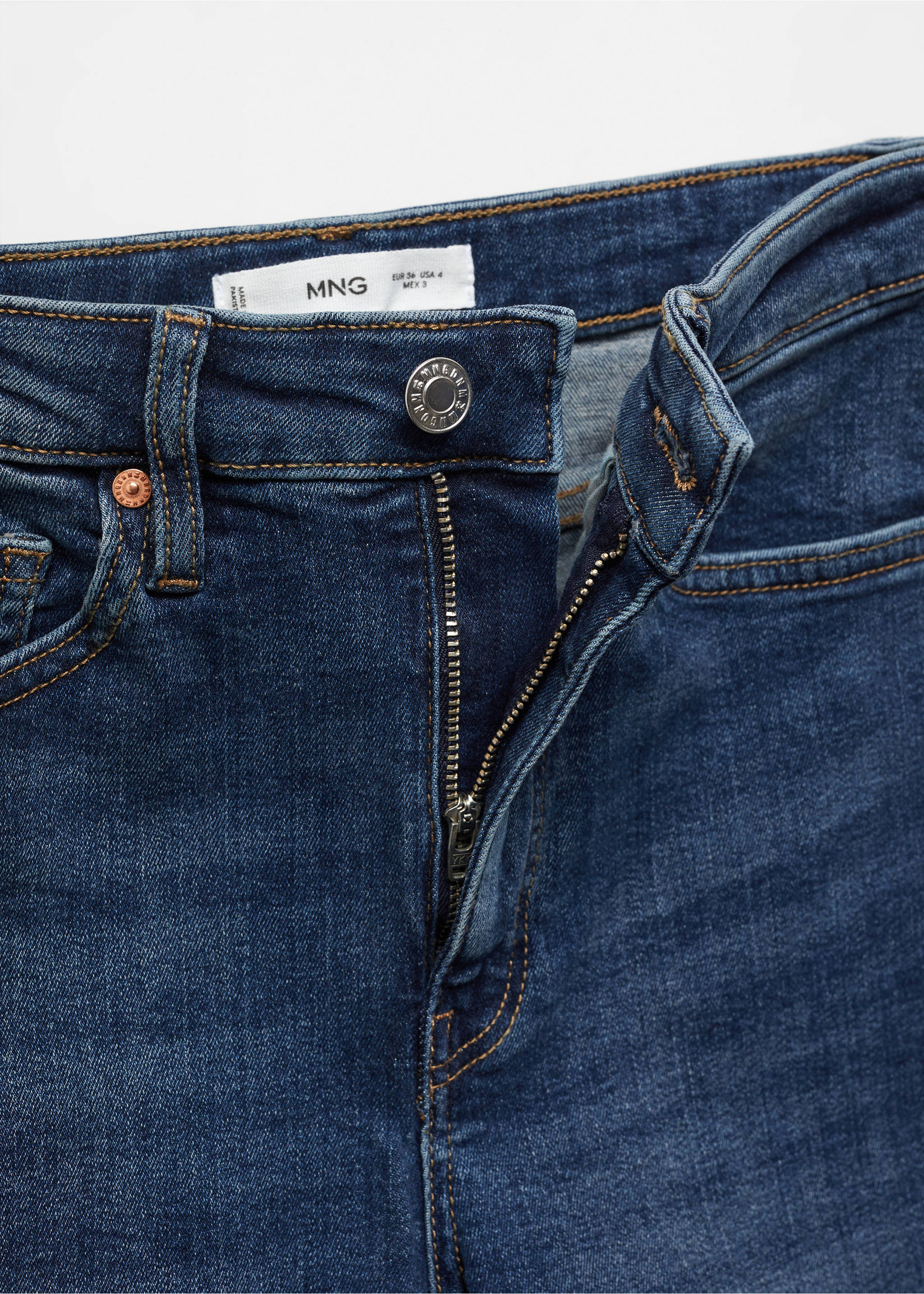High-rise skinny jeans - Details of the article 8, Dark Blue. Ref: 67010290-00.