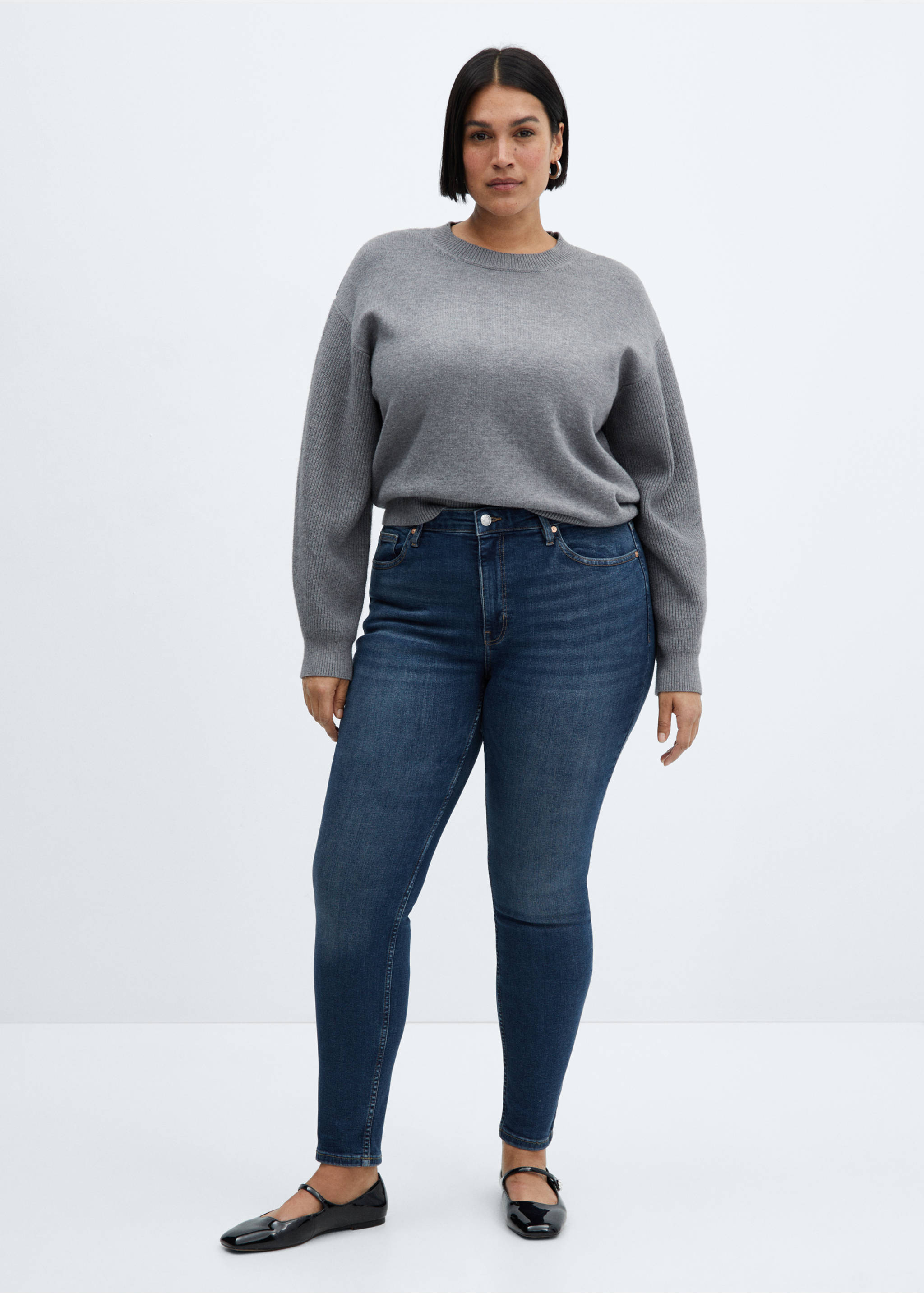 High-rise skinny jeans - Details of the article 3, Dark Blue. Ref: 67010290-00.