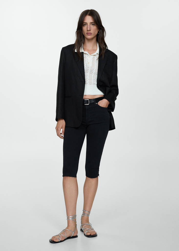 Skinny cropped jeans — Black denim