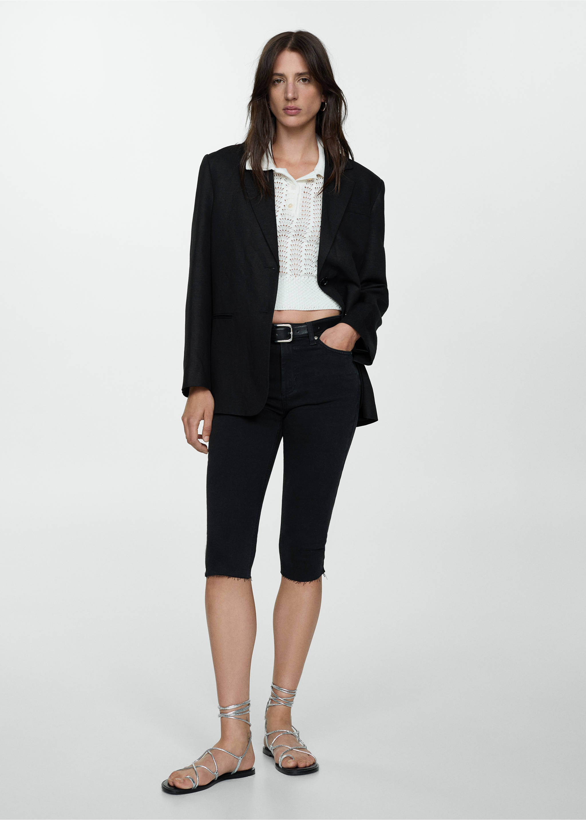 Jeans skinny crop - Plano general, Denim negro. Ref: 67010347-00.