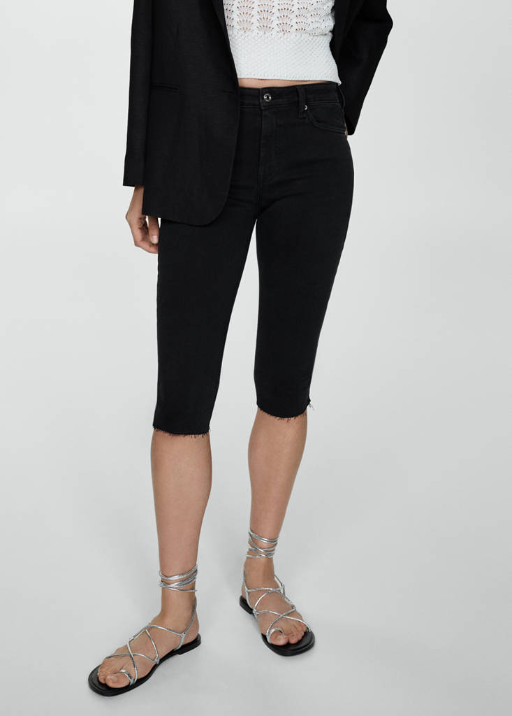 Skinny cropped jeans — Black denim