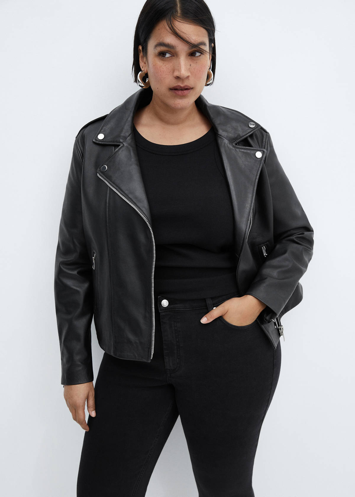 Skinny cropped jeans — Black denim