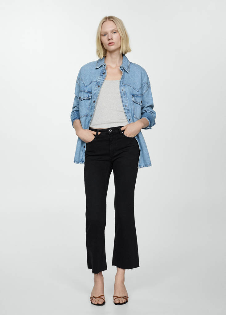 Sienna flared cropped jeans — Black denim