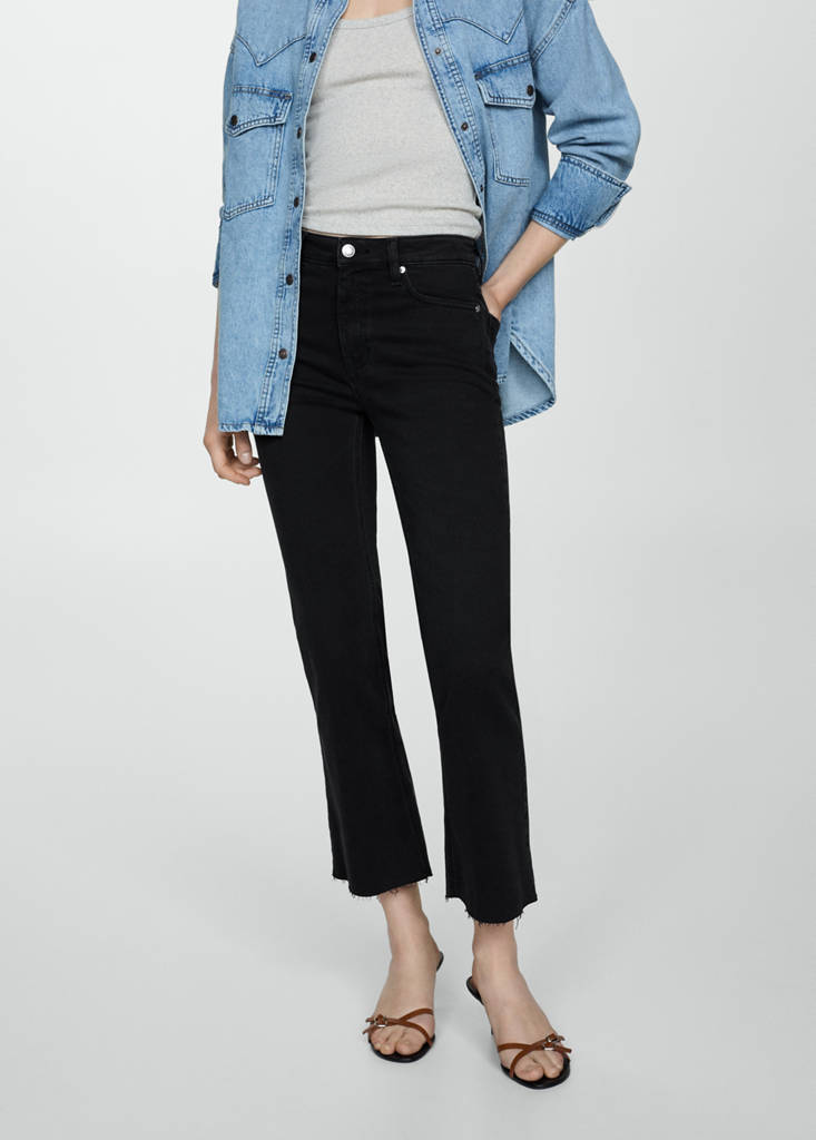 Sienna flared cropped jeans — Black denim