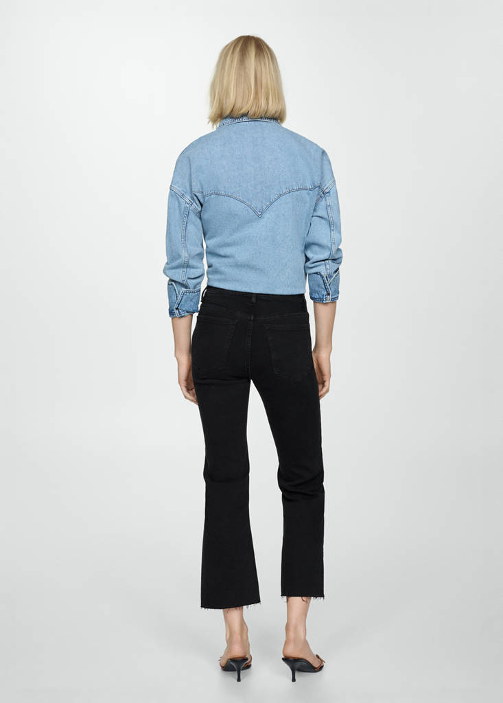 Sienna flared cropped jeans — Black denim