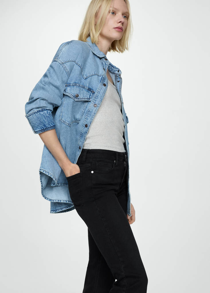 Sienna flared cropped jeans — Black denim