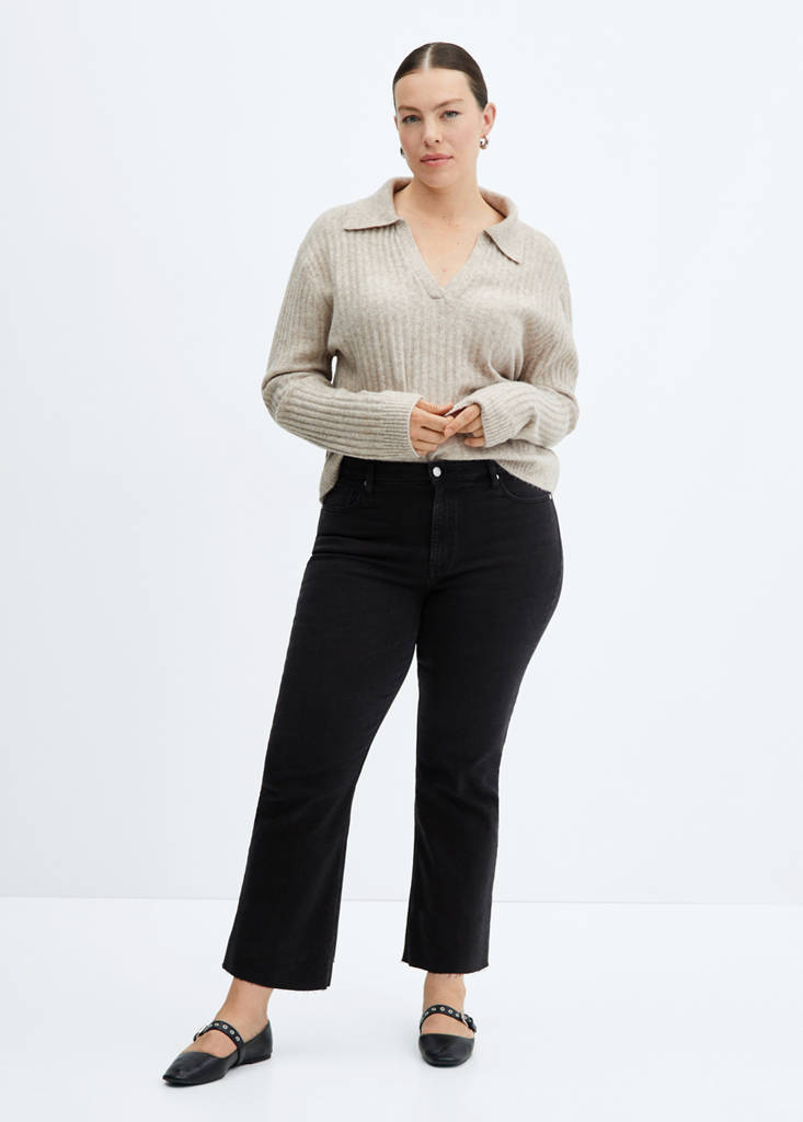 Sienna flared cropped jeans — Black denim