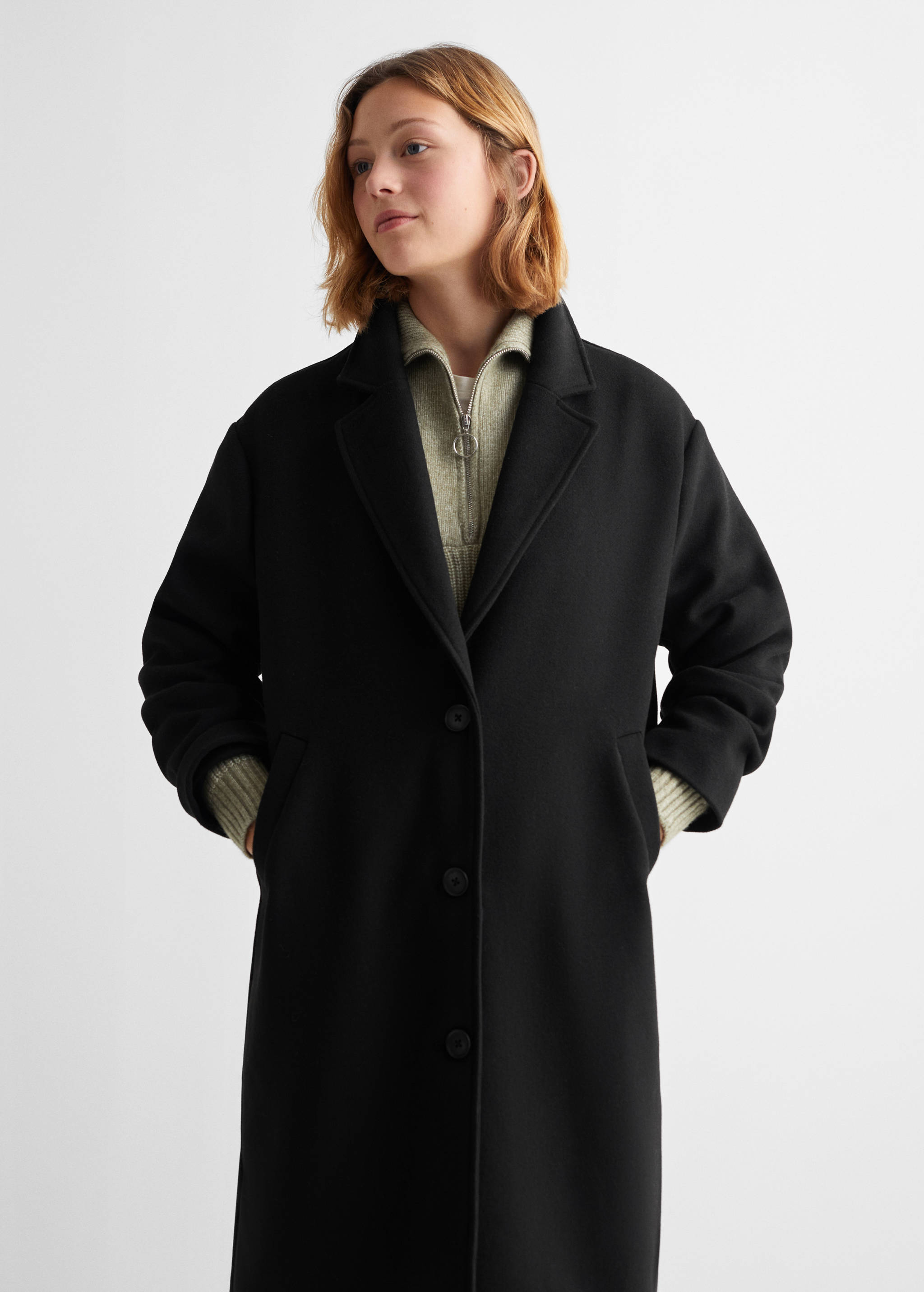 Lapelled straight-cut coat - Medium plane