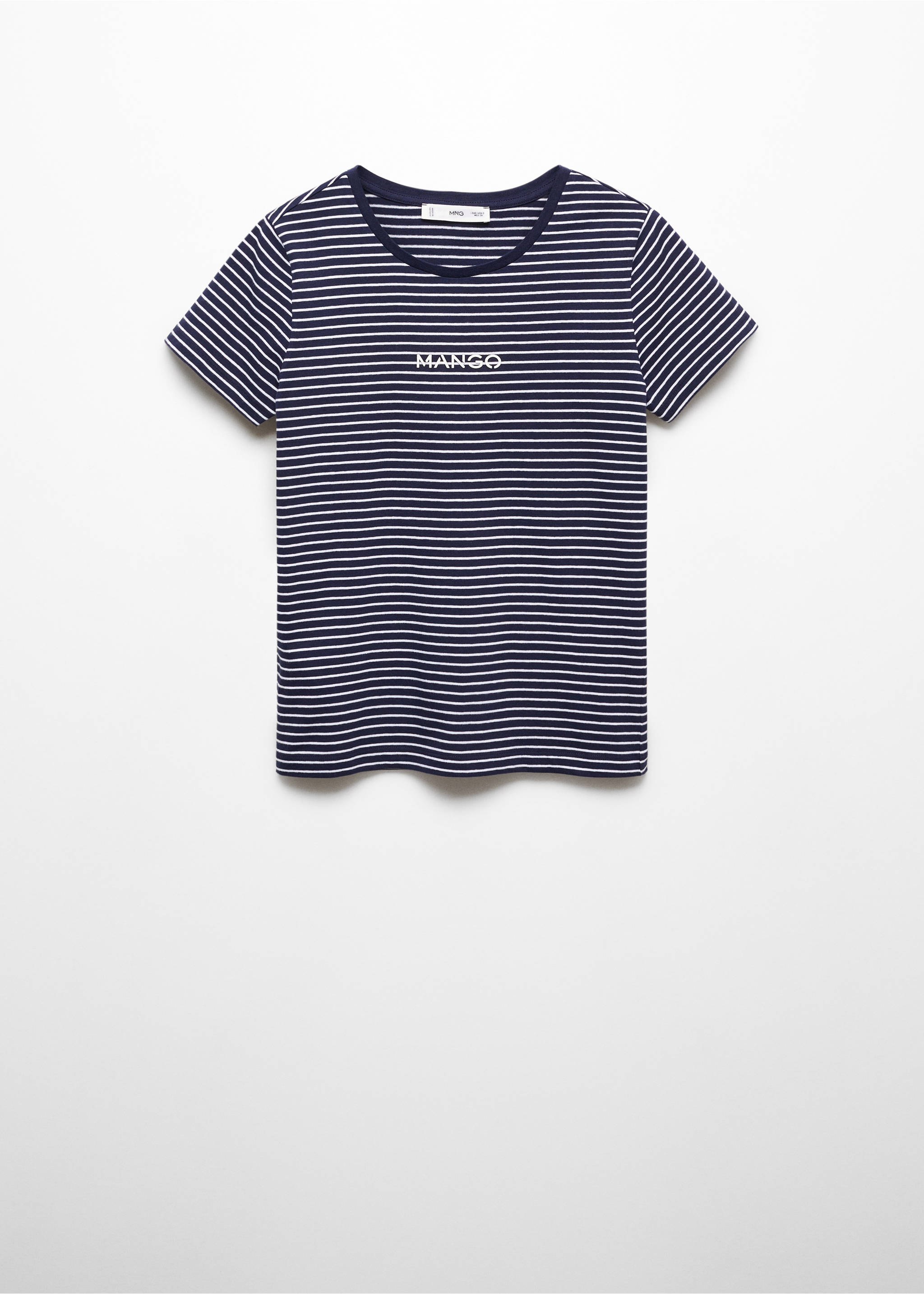 T-shirt rayures logo - Article sans modèle, Bleu encre. Ref: 67010425-00.