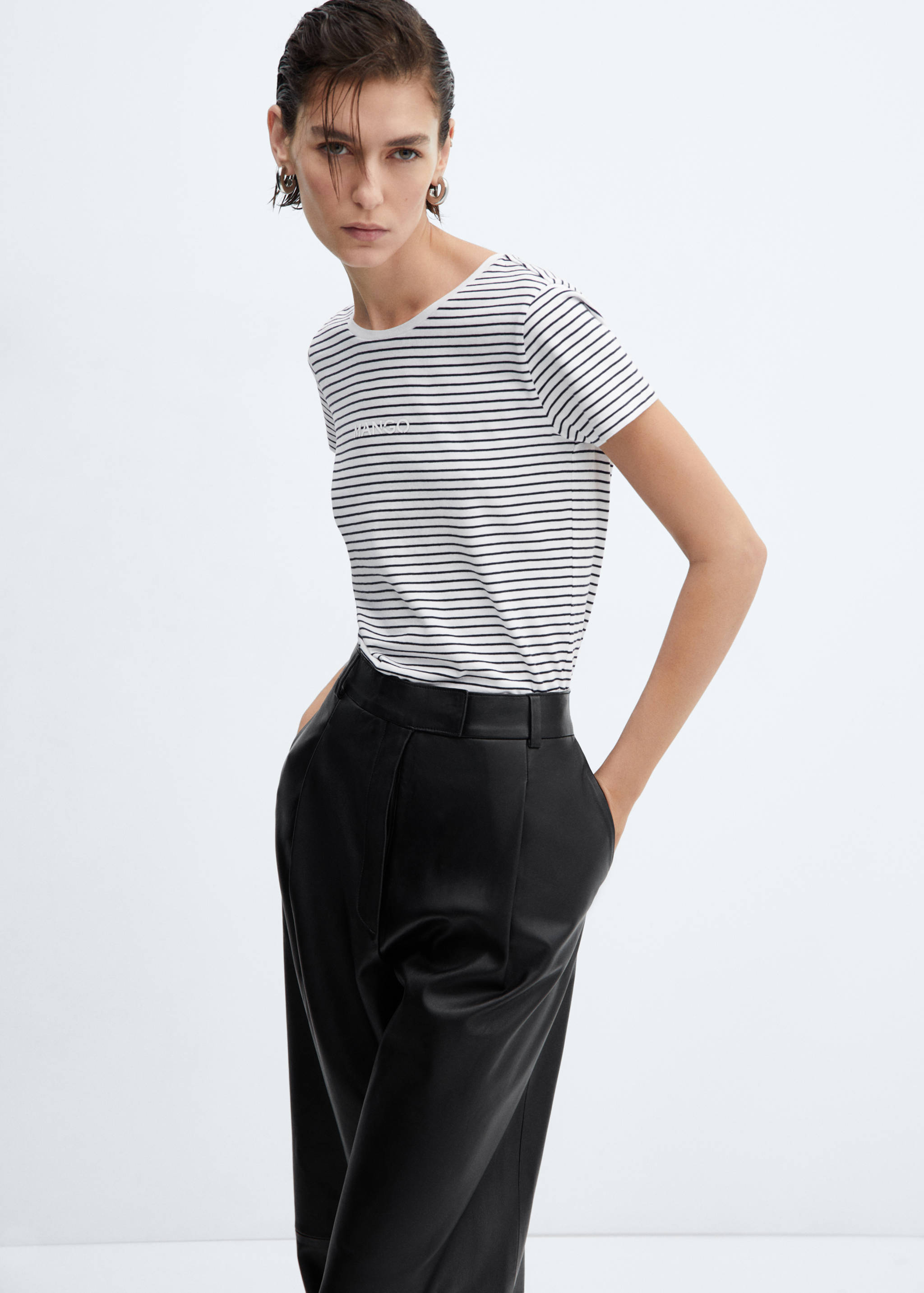 Streifen-T-Shirt mit Logo - Mittlere Ansicht