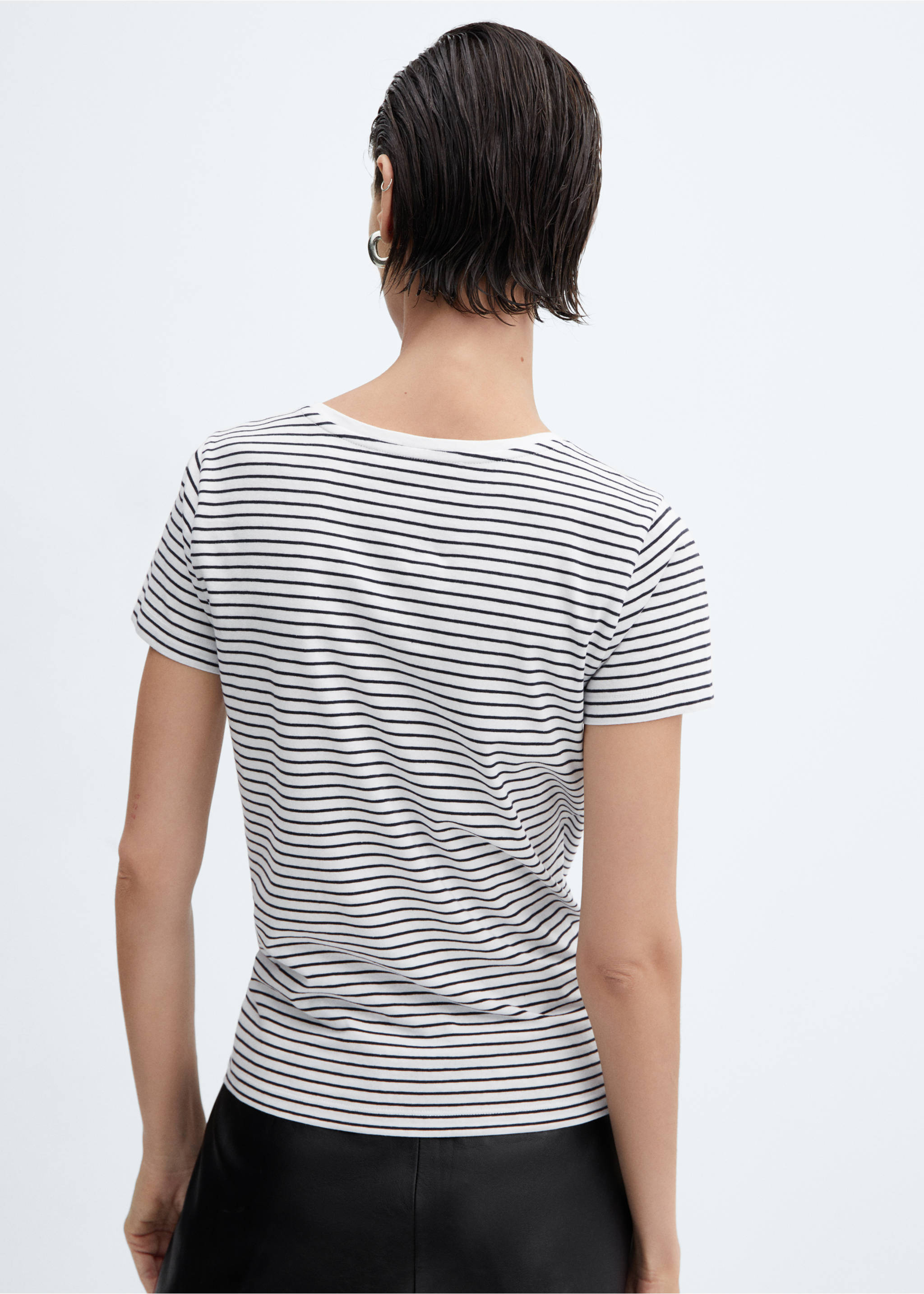 T-shirt rayures logo - Verso de l’article, Bleu marine. Ref: 67010425-00.