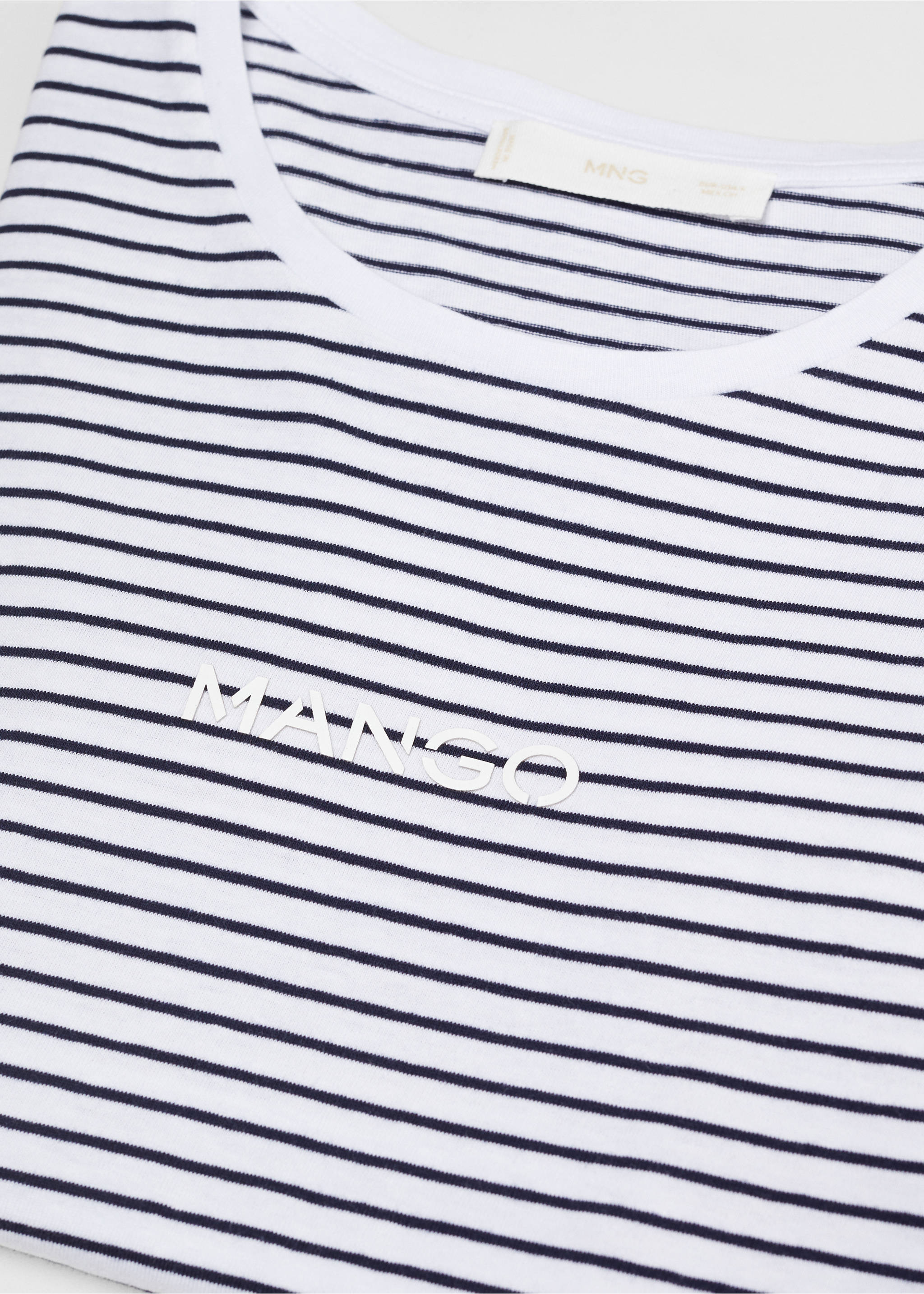 T-shirt rayures logo - Détail de l'article 8, Bleu marine. Ref: 67010425-00.
