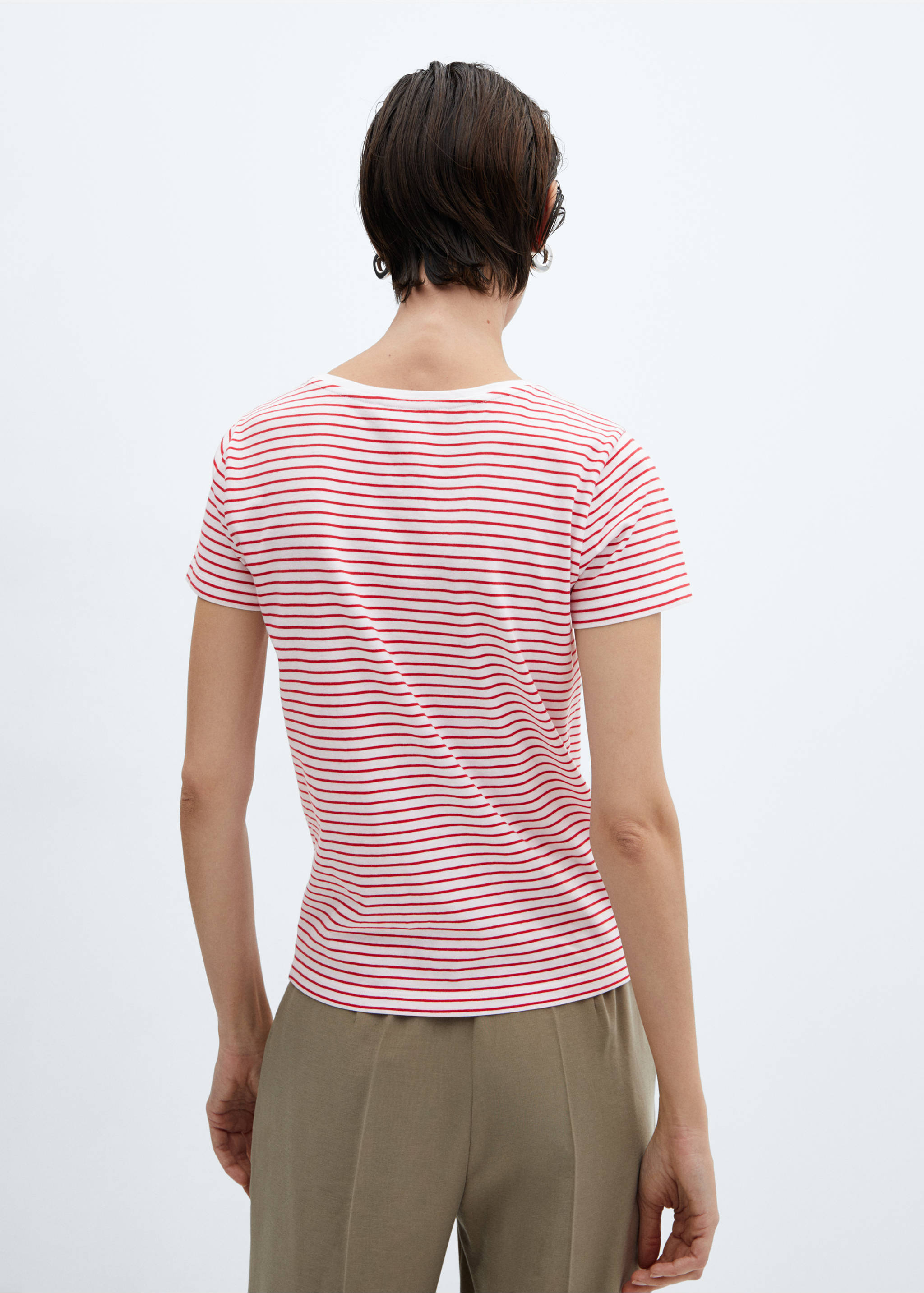T-shirt rayures logo - Verso de l’article, Rouge. Ref: 67010425-00.